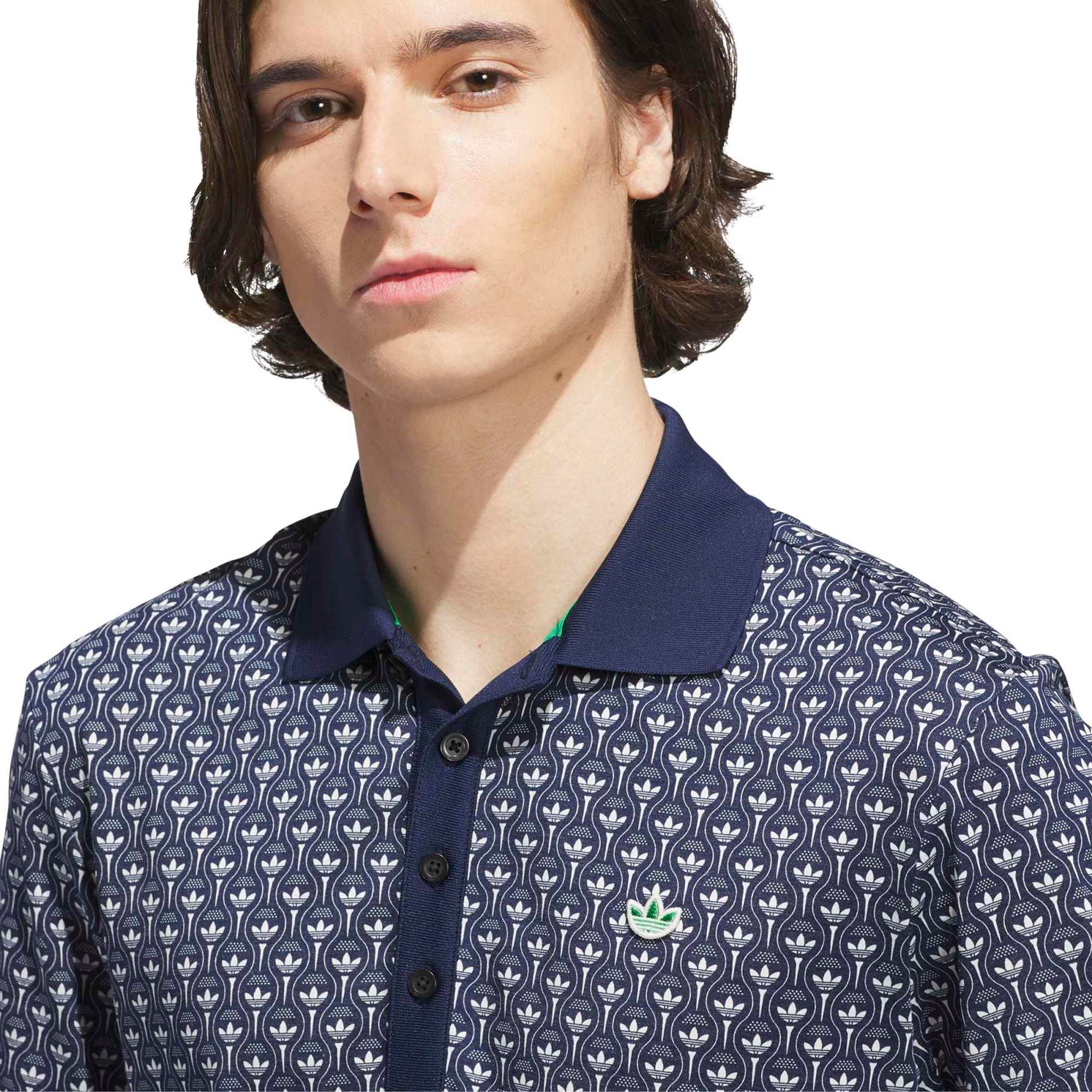 Adidas Golf Mens Originals All Over Trefoil Polo Shirt