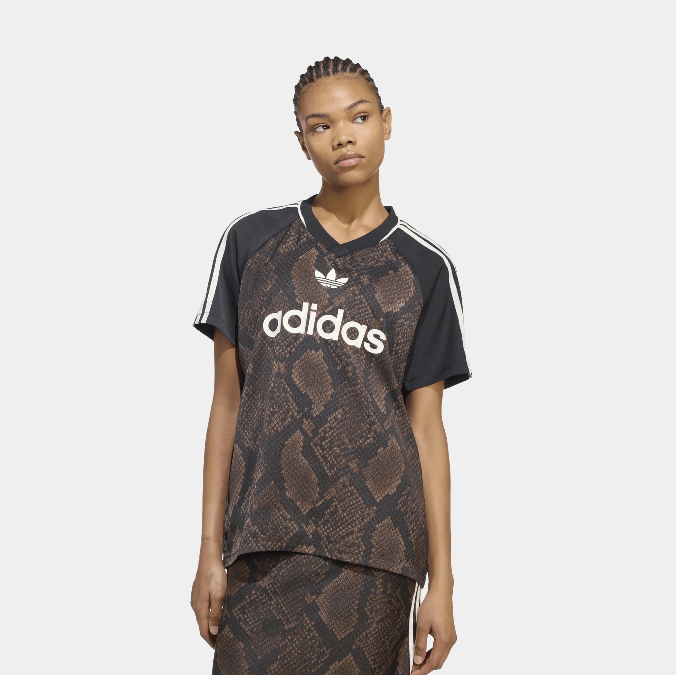 adidas Snake Print Satin Womens Jersey (Earth Strata/Aurora Coffee)