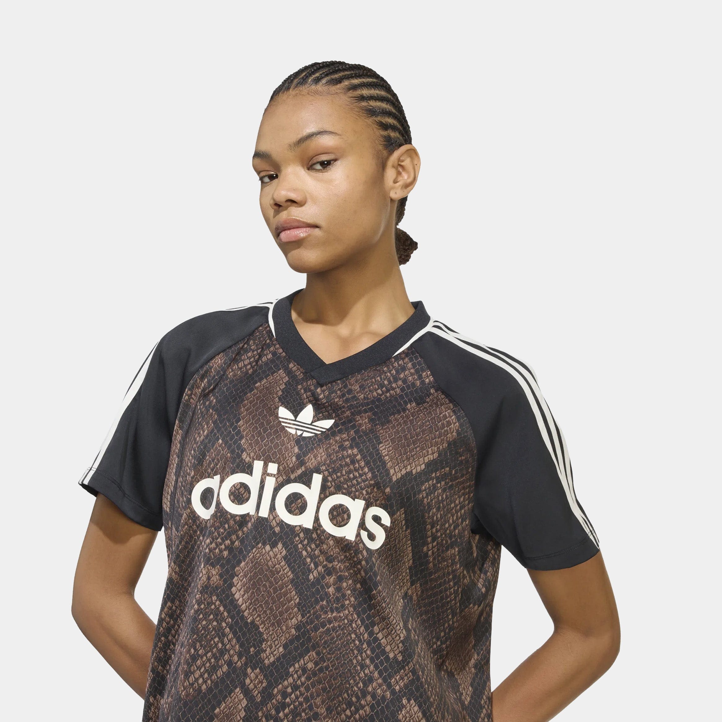 adidas Snake Print Satin Womens Jersey (Earth Strata/Aurora Coffee)