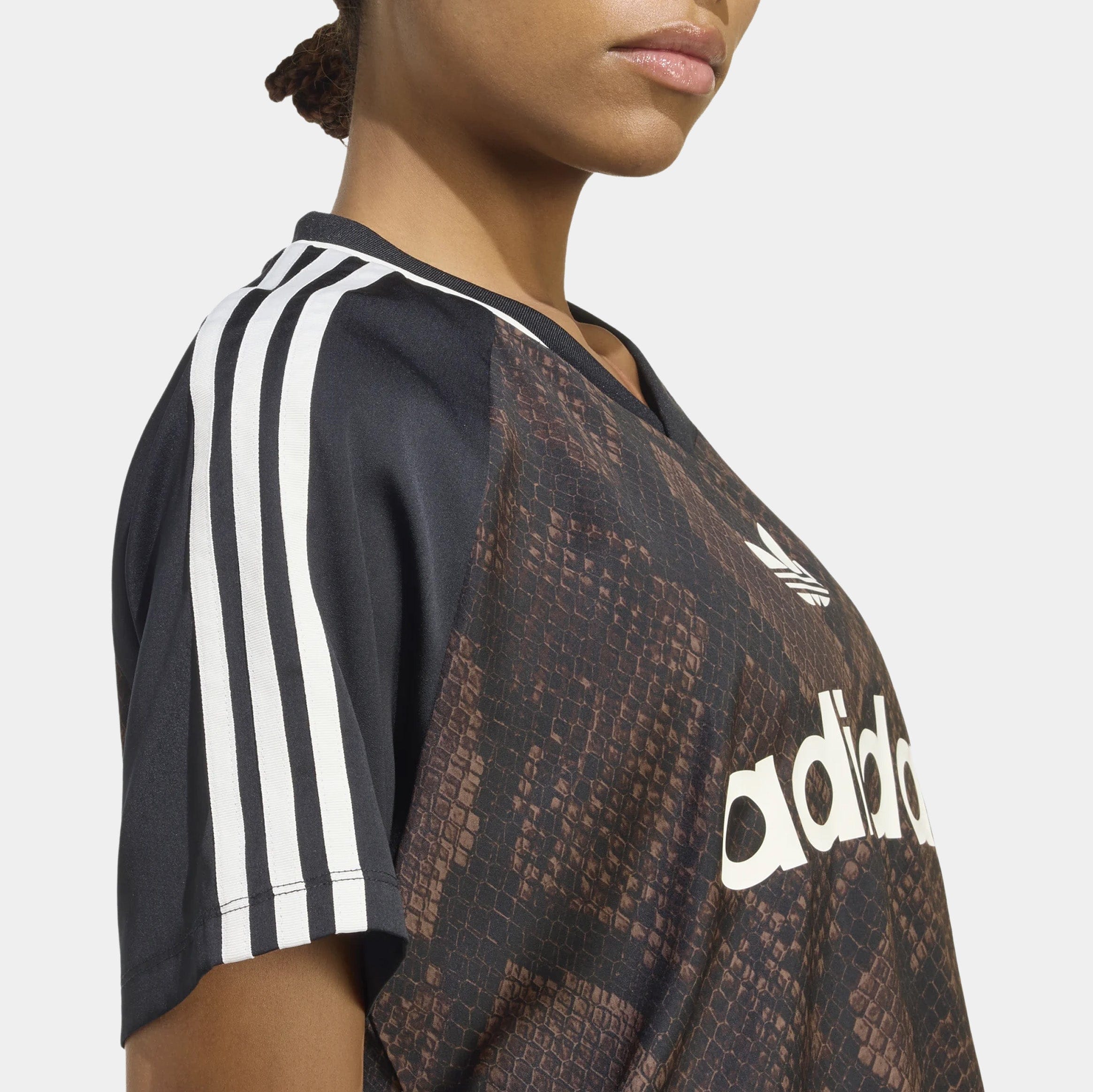 adidas Snake Print Satin Womens Jersey (Earth Strata/Aurora Coffee)
