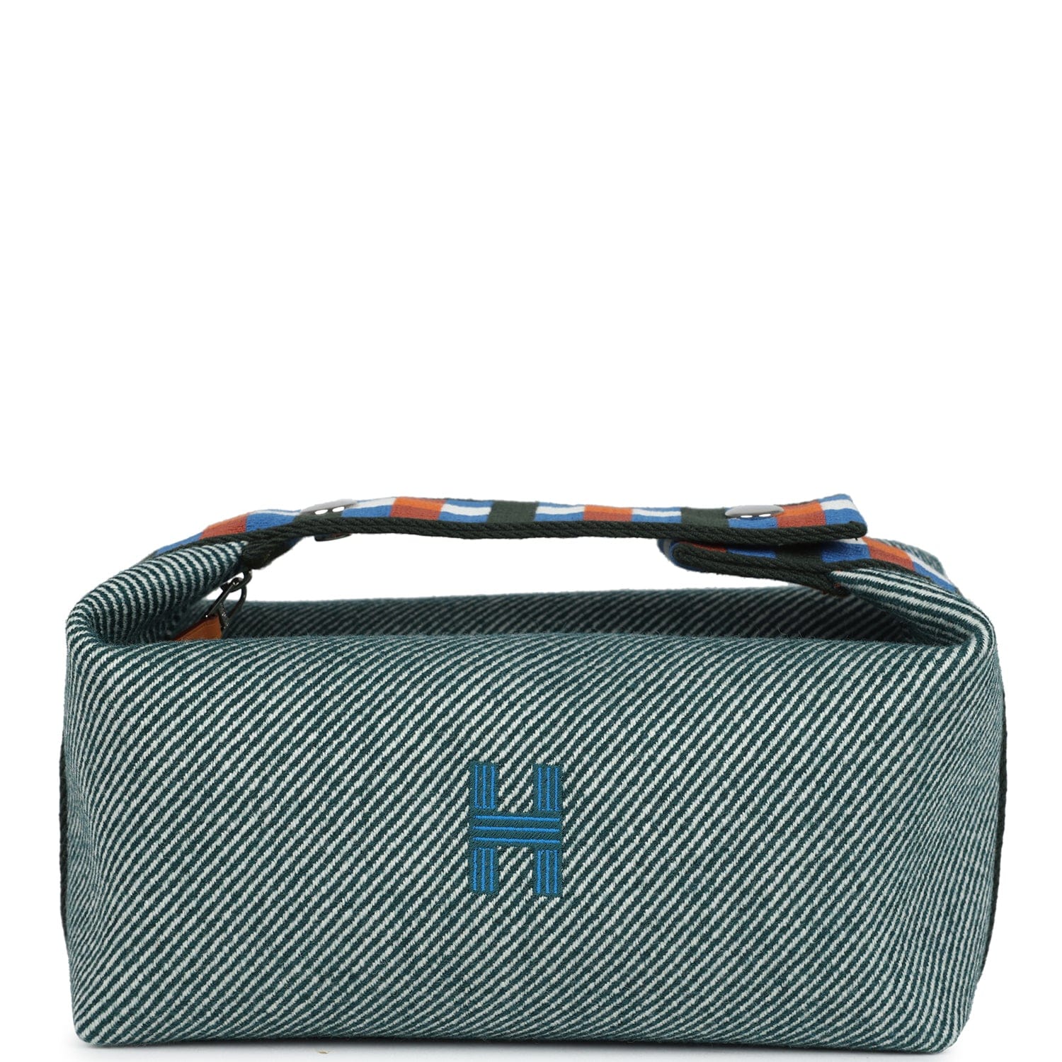Hermes Bride - A - Brac Au Carre Case PM Vert Foret H Natte Canvas and Wool Palladium Hardware