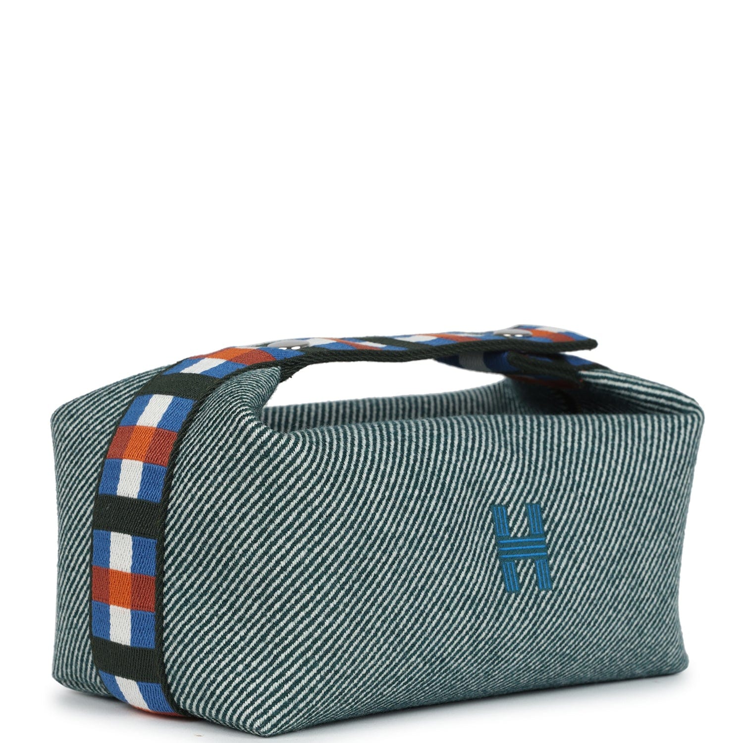 Hermes Bride - A - Brac Au Carre Case PM Vert Foret H Natte Canvas and Wool Palladium Hardware