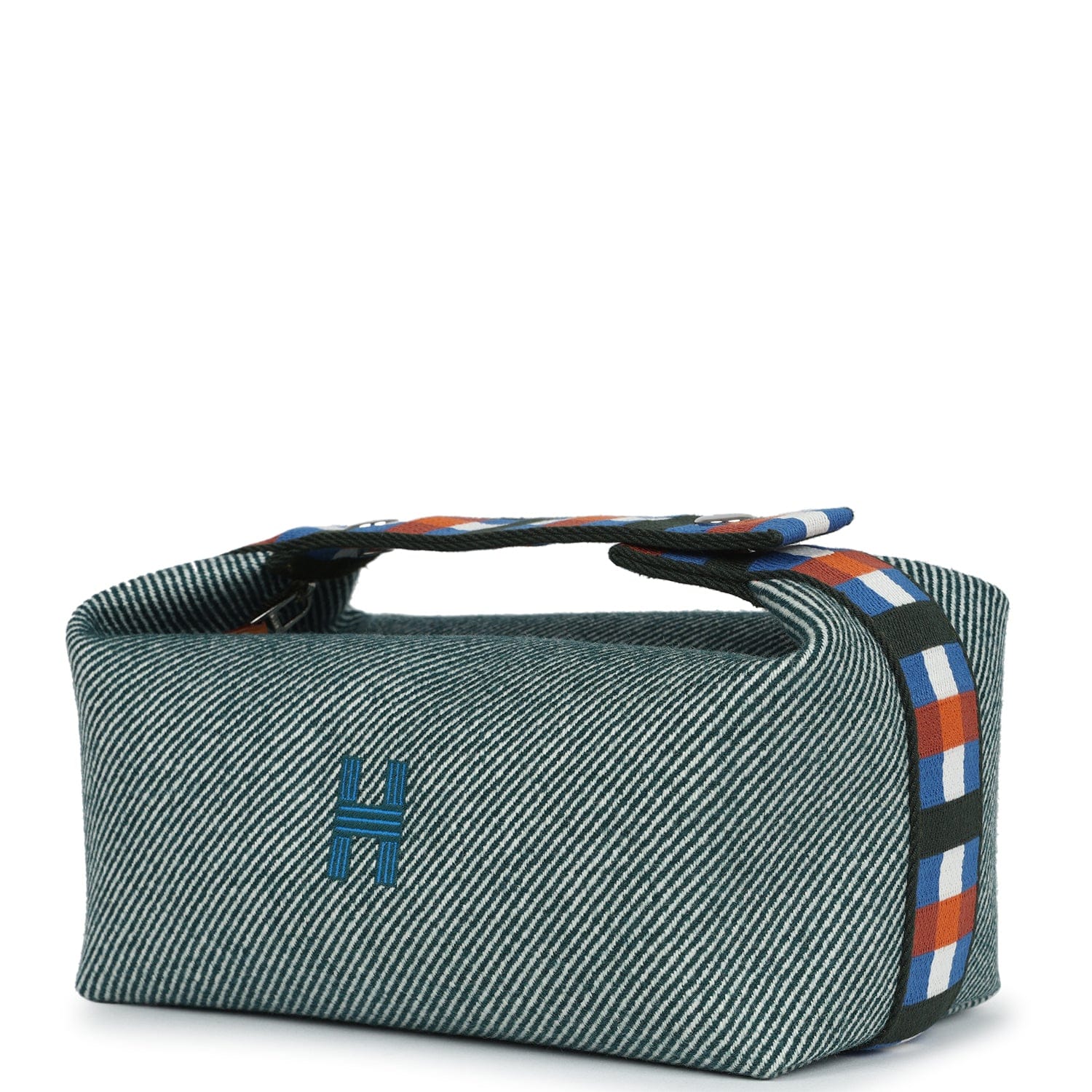 Hermes Bride - A - Brac Au Carre Case PM Vert Foret H Natte Canvas and Wool Palladium Hardware