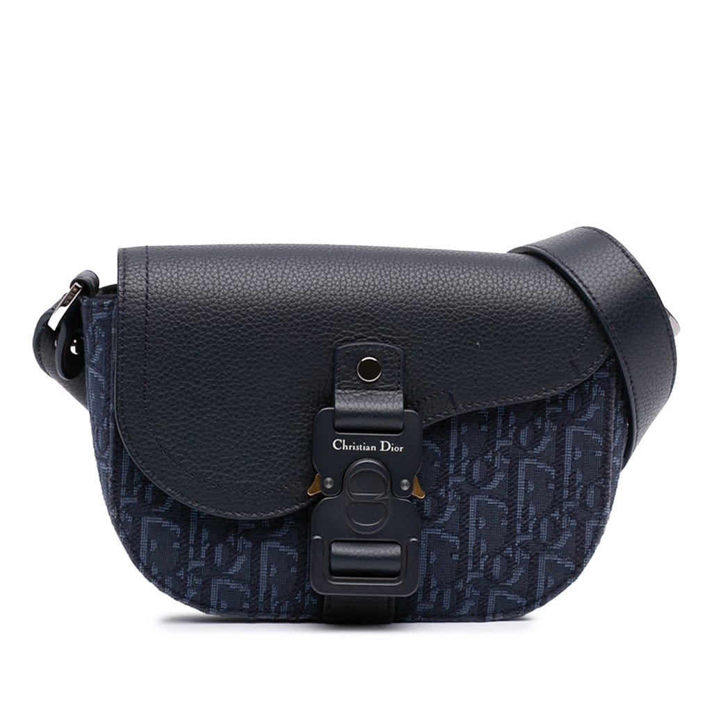 Dior Mini Oblique Canvas Saddle Buckle Messenger Bag