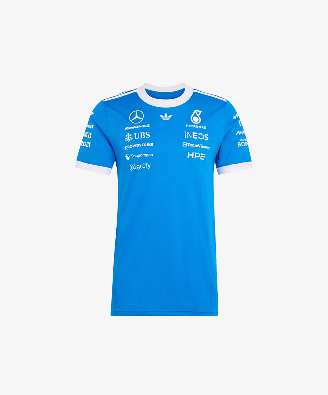 ADIDAS | MERCEDES - AMG PETRONAS FORMULA 1 TEAM BLUE WONDER DRIVER JERSEY { BLUE BIRD/WHITE