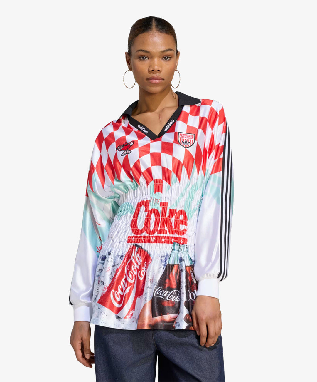 Adidas Originals | x COCA - COLA MASH UP SMOCKED JERSEY { WHITE