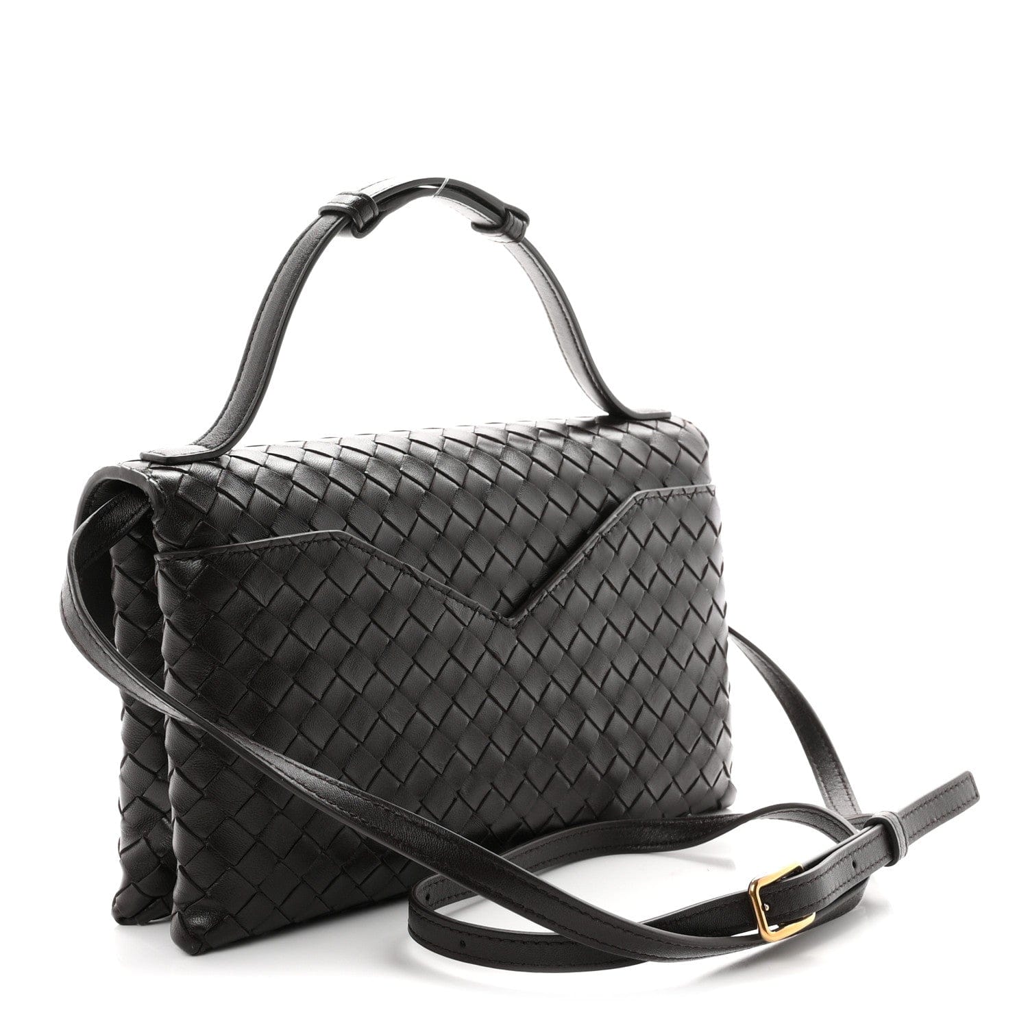 Bottega Veneta Nappa Intrecciato Knot Lock Top Handle Crossbody Bag Fondant