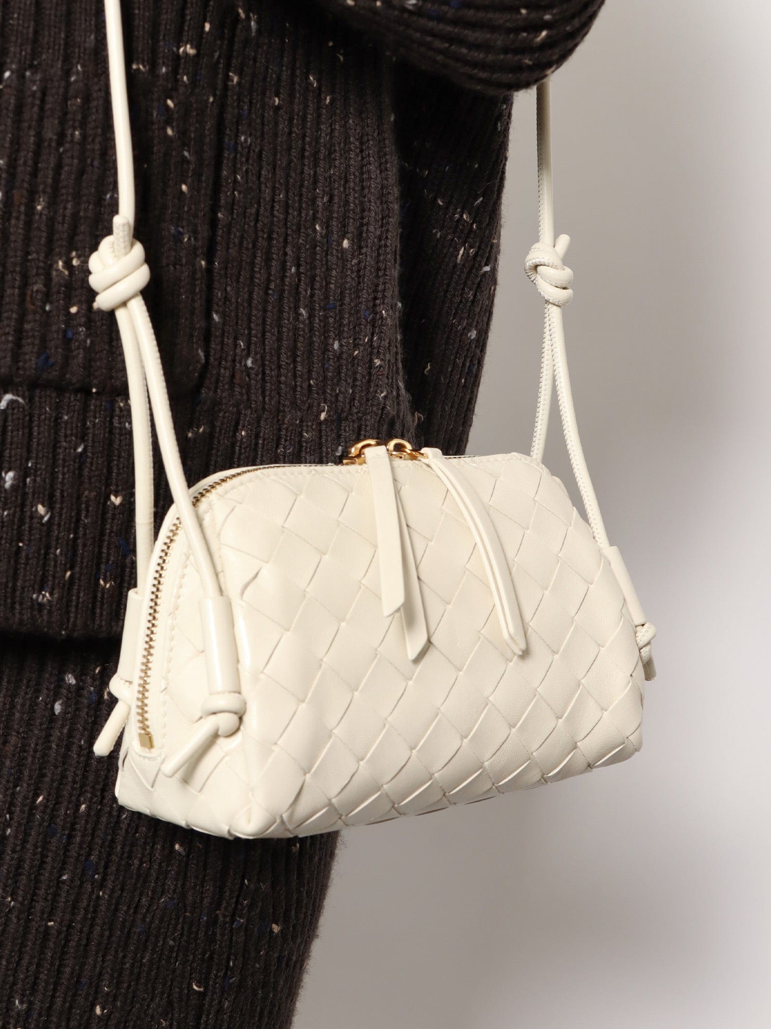 Bottega Veneta Women Concert Pouch Leather Crossbody Bag With Intrecciato Motif
