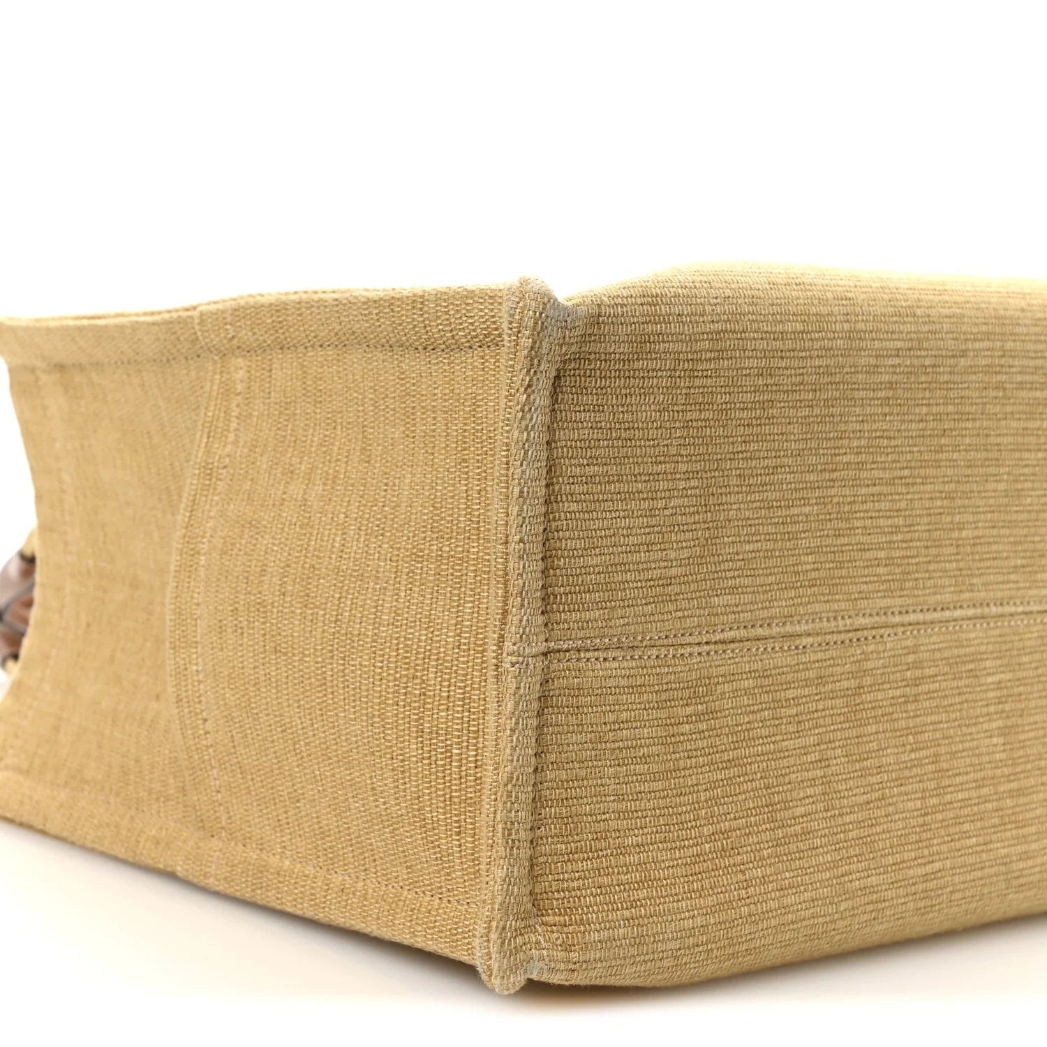 CELINE Triomphe Large Cabas Thaïs Natural Canvas and Tan Calfskin Bag