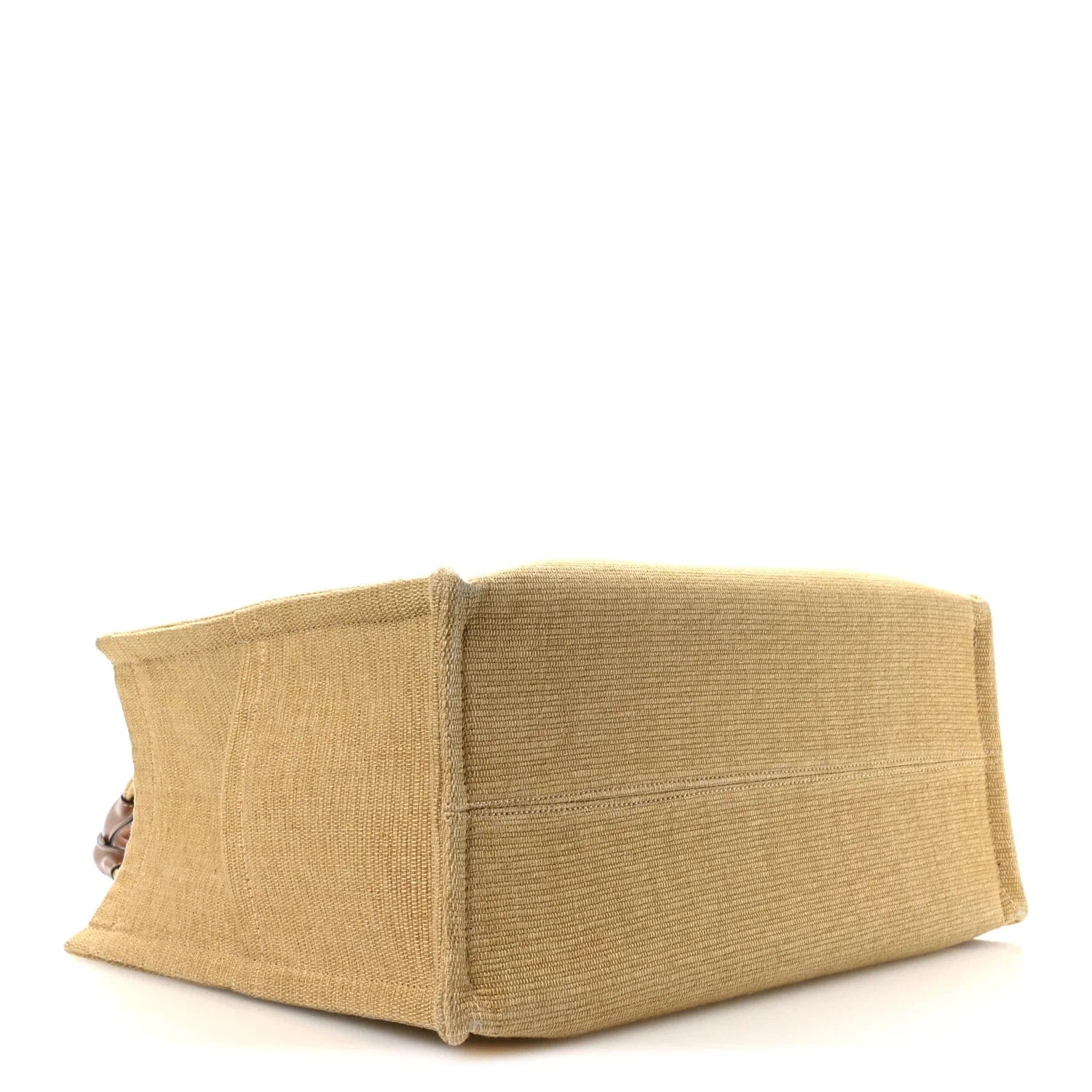 CELINE Triomphe Large Cabas Thaïs Natural Canvas and Tan Calfskin Bag