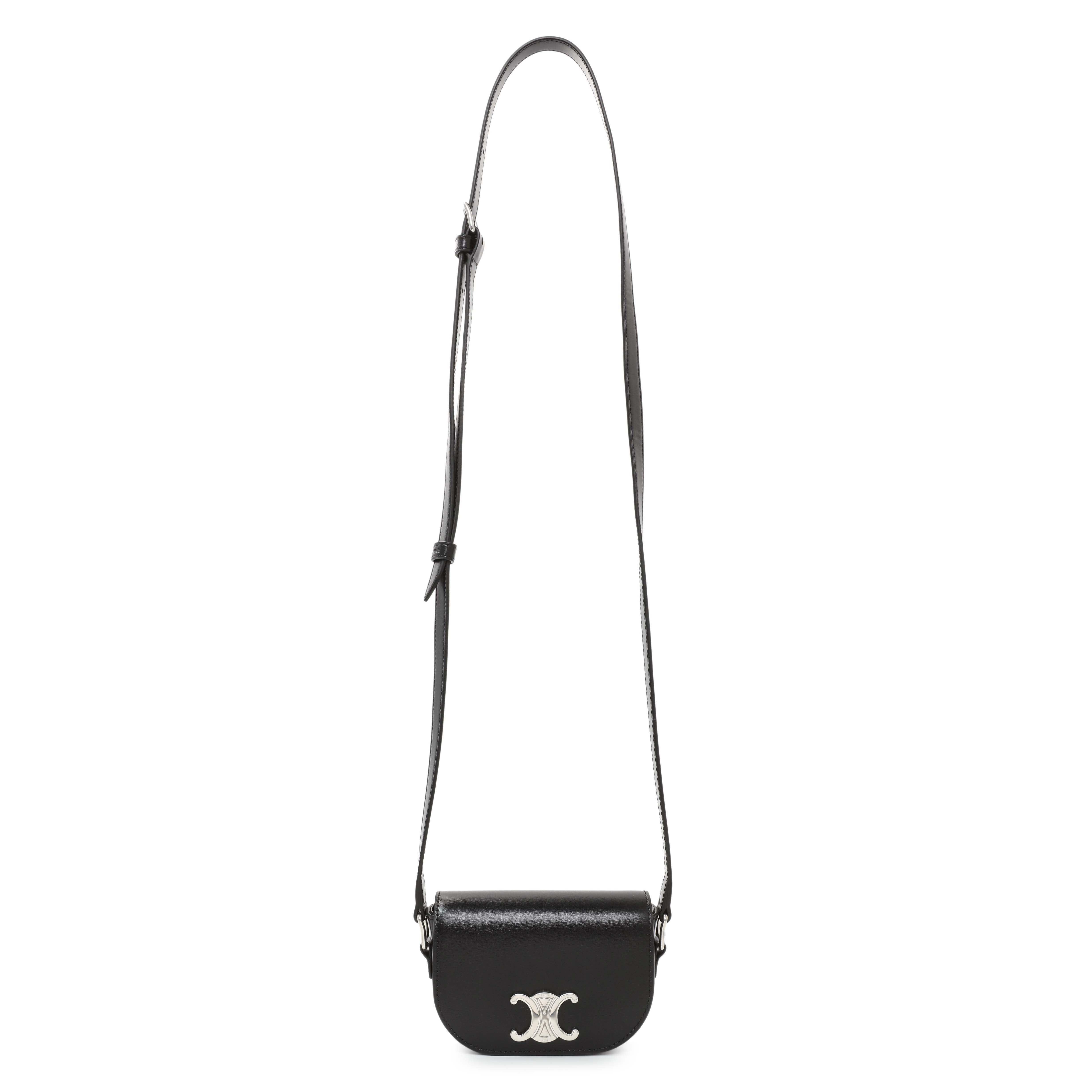 Celine Black Shiny Calfskin Nano Triomphe Besace