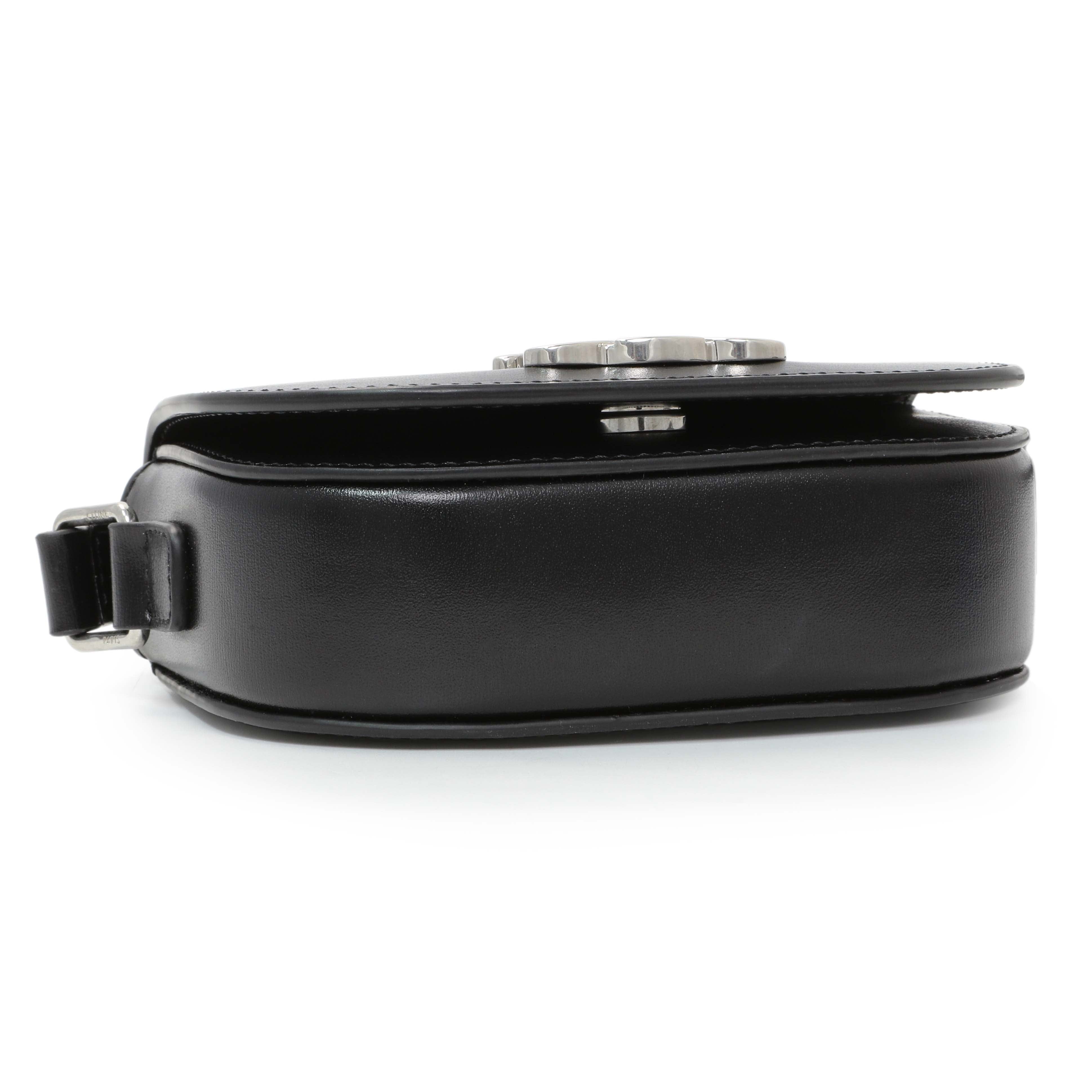 Celine Black Shiny Calfskin Nano Triomphe Besace