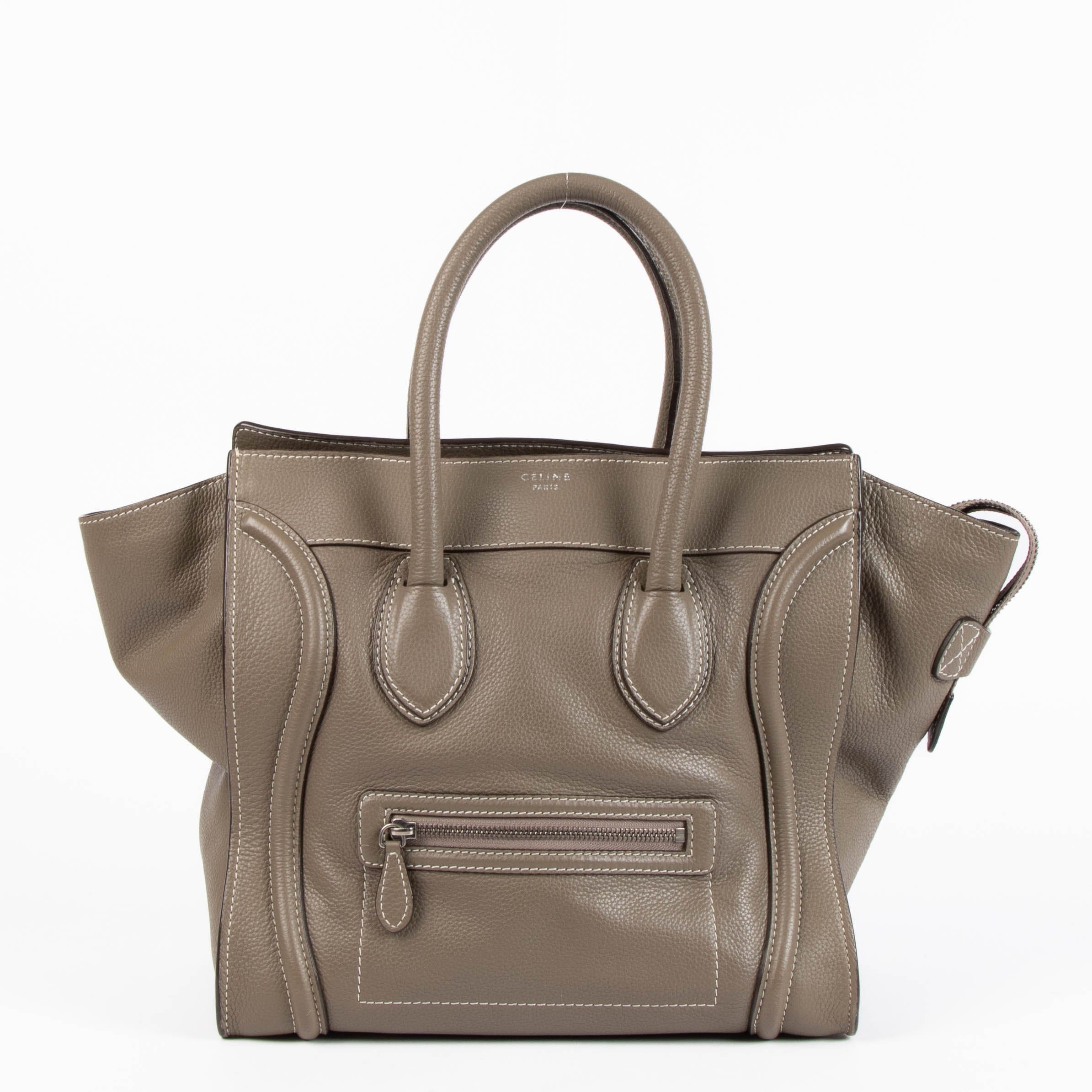Celine Taupe Calfskin Soft Mini Luggage Bag
