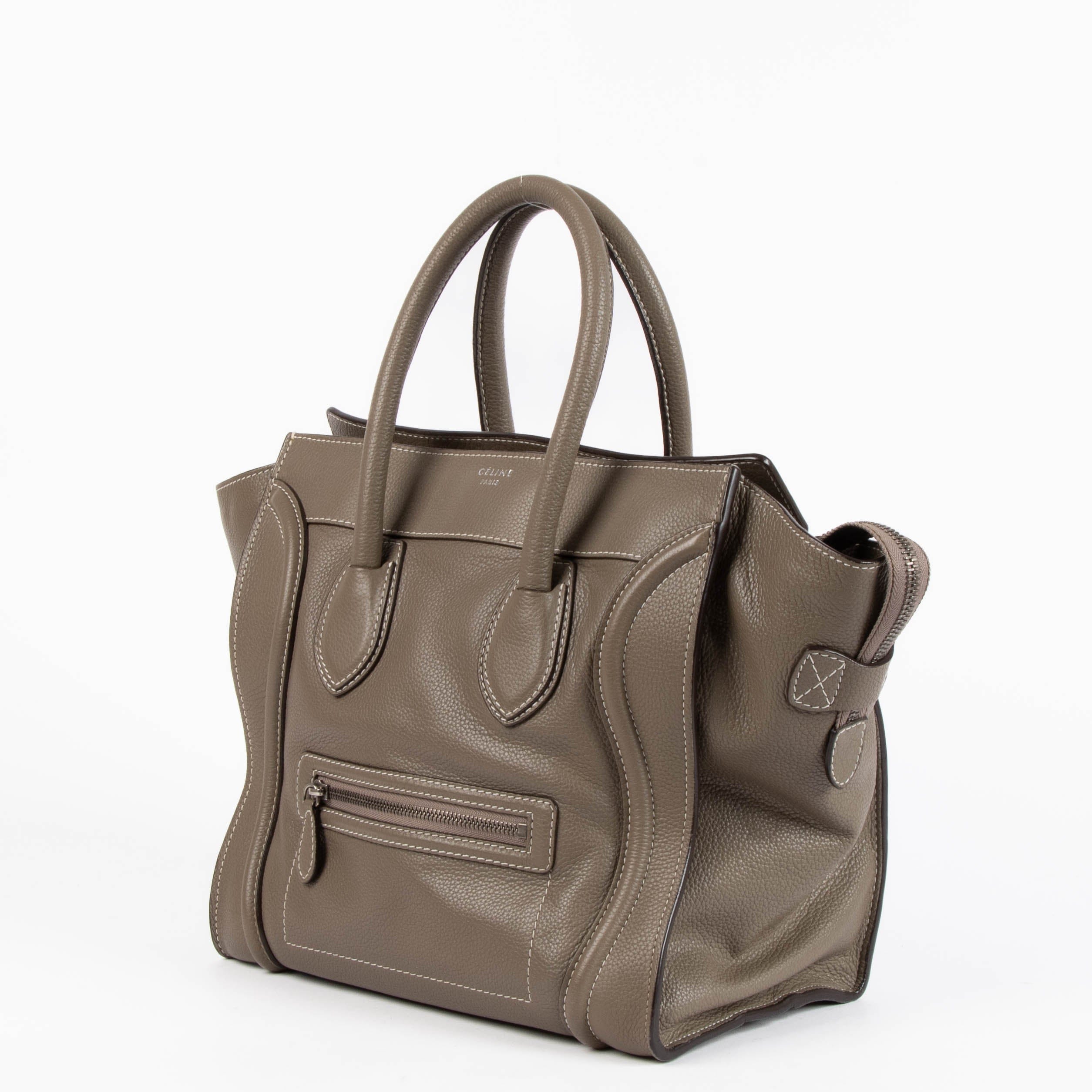 Celine Taupe Calfskin Soft Mini Luggage Bag