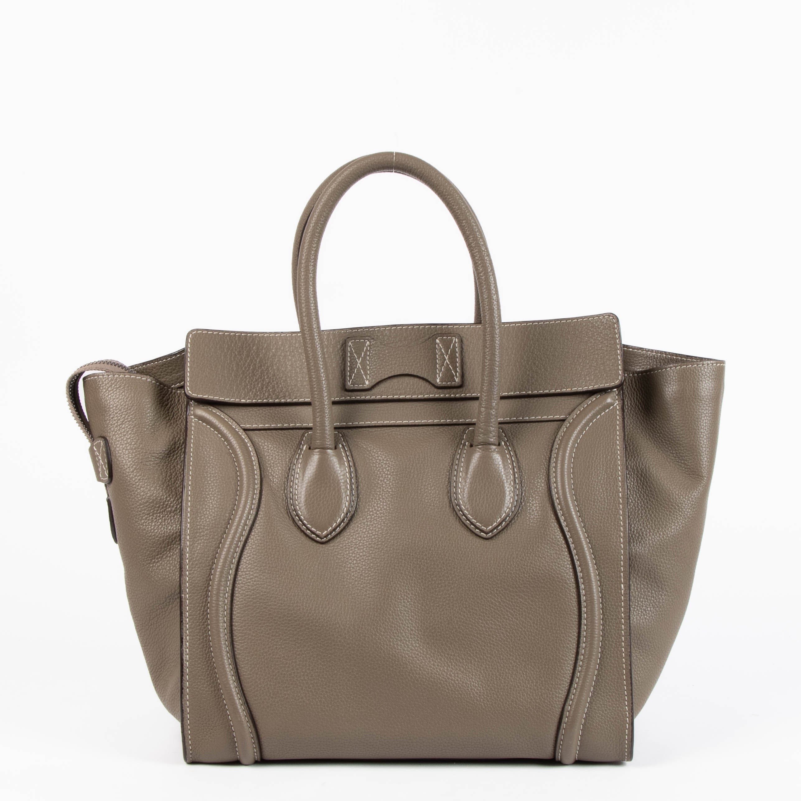 Celine Taupe Calfskin Soft Mini Luggage Bag