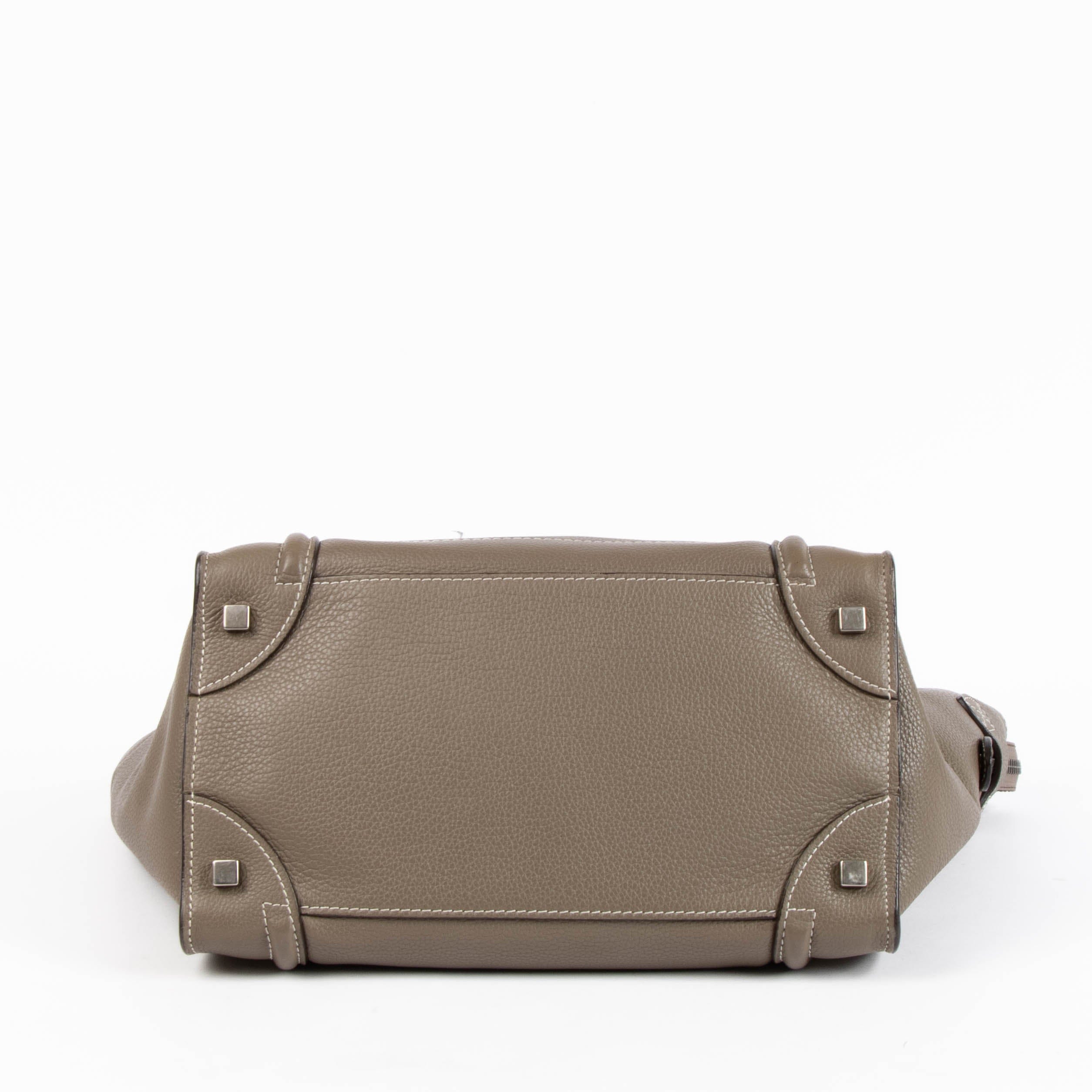 Celine Taupe Calfskin Soft Mini Luggage Bag