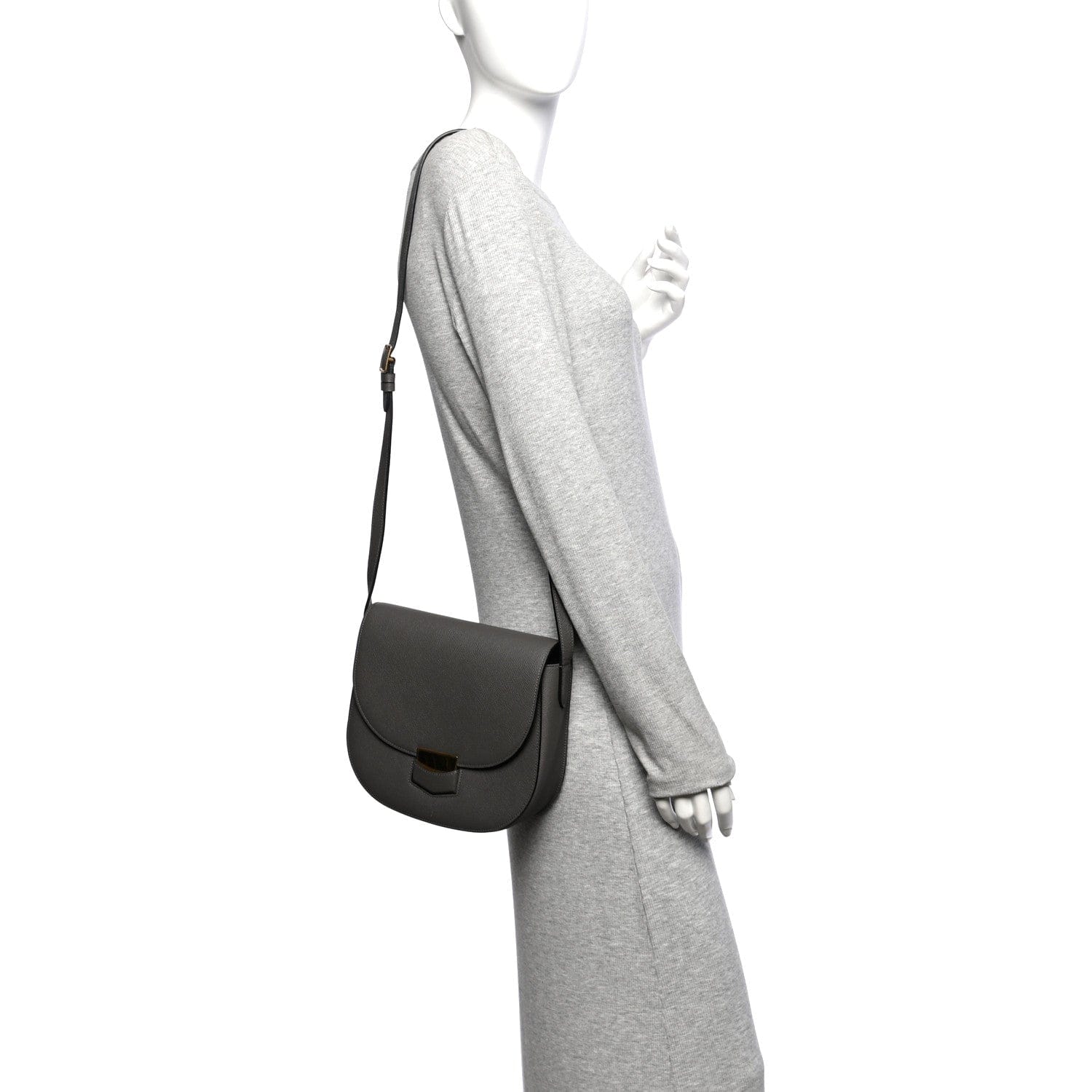 Celine Baby Grained Calfskin Medium Trotteur Grey