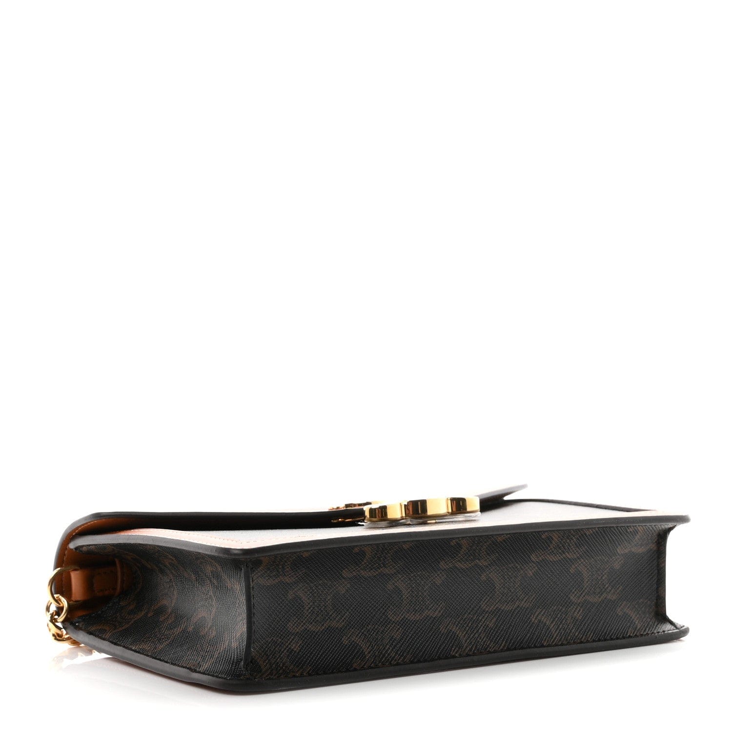 Celine Triomphe Canvas Calfskin Margo Wallet on Chain Tan