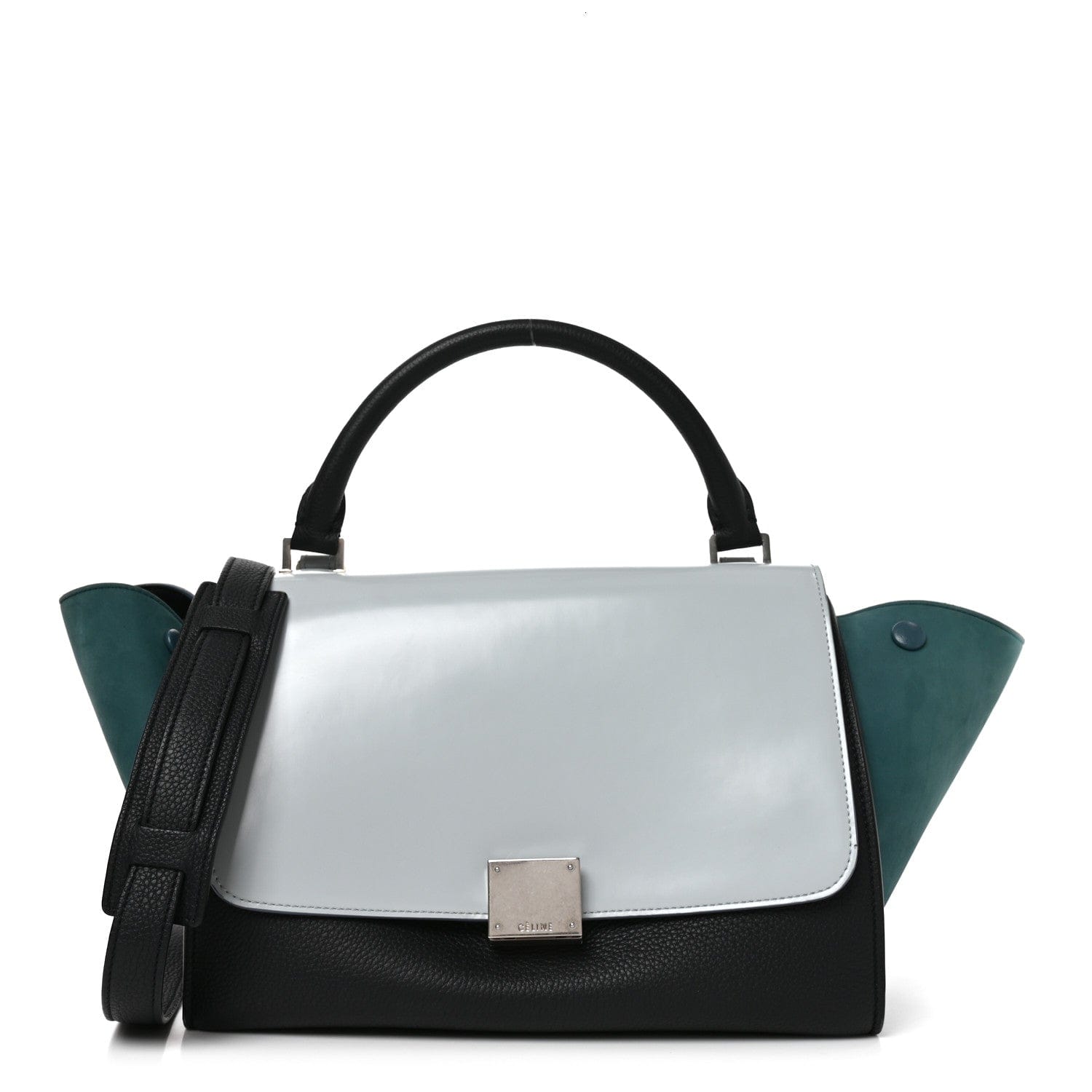Celine Spazzolato Calfskin Nubuck Small Tri - color Trapeze Blue