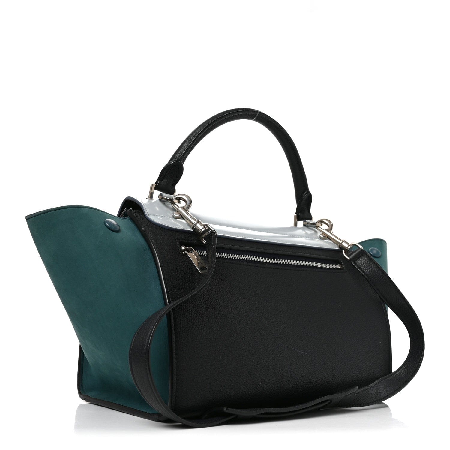 Celine Spazzolato Calfskin Nubuck Small Tri - color Trapeze Blue