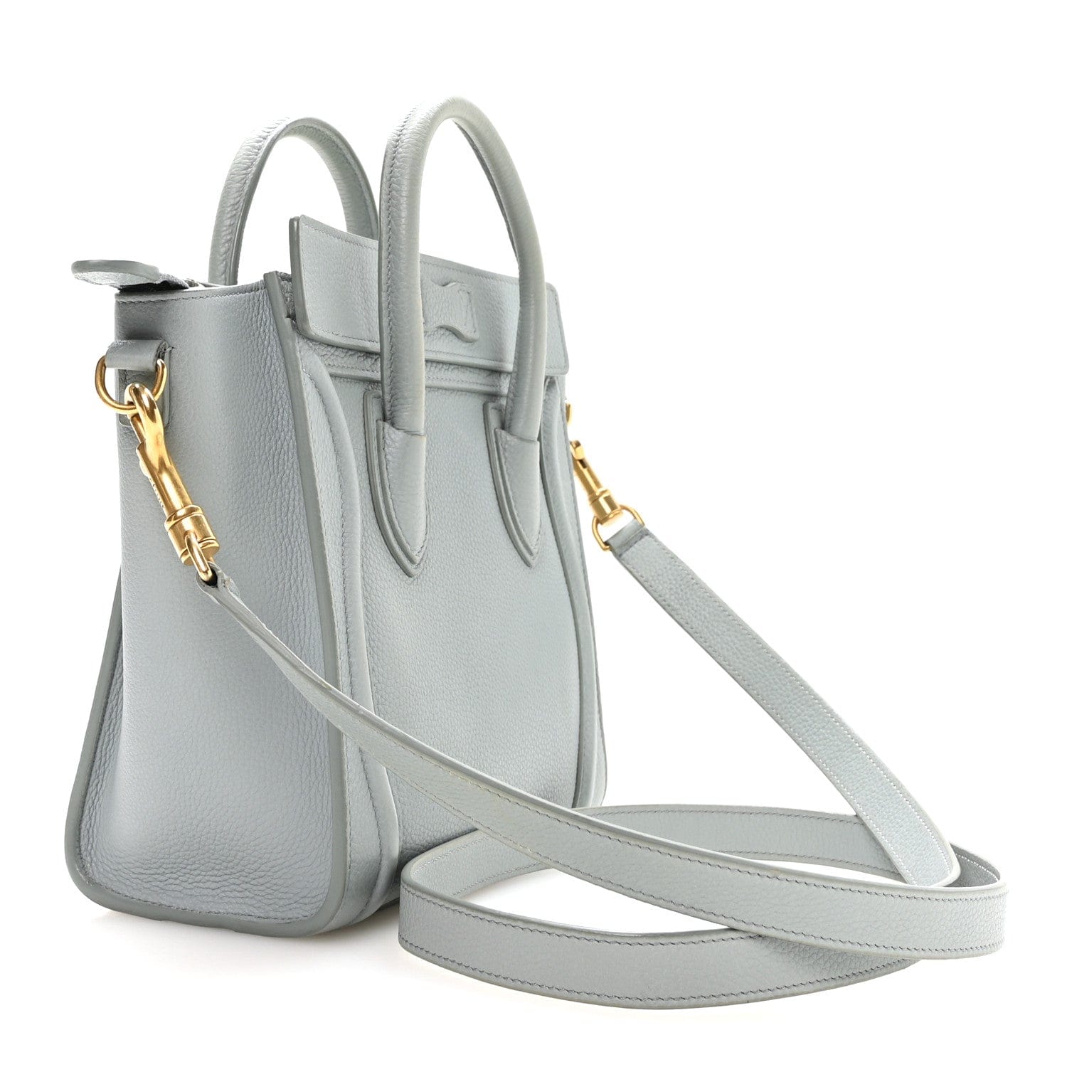 Celine Drummed Calfskin Nano Luggage Almond