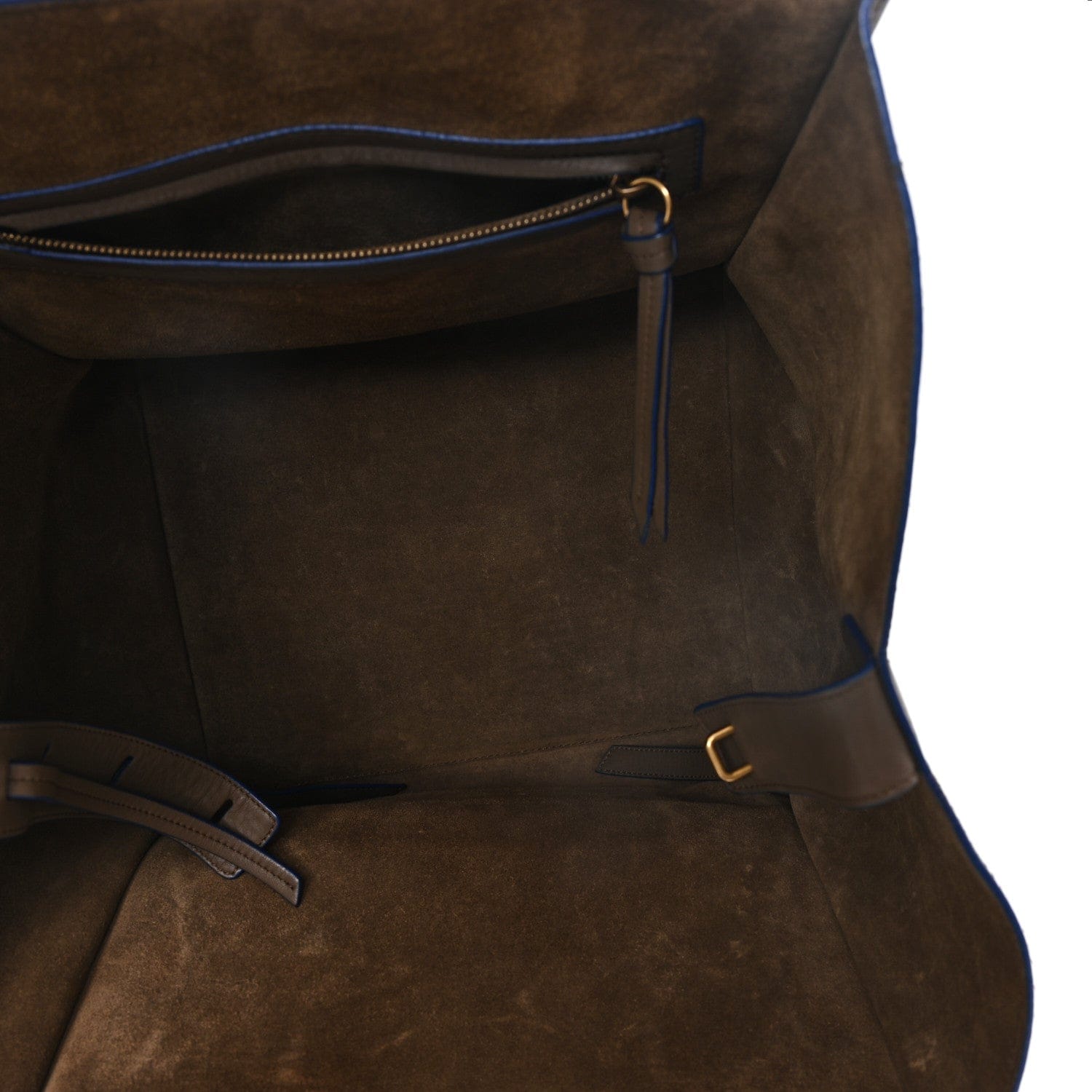 Celine Baby Grained Medium Phantom Luggage Taupe Blue Trim
