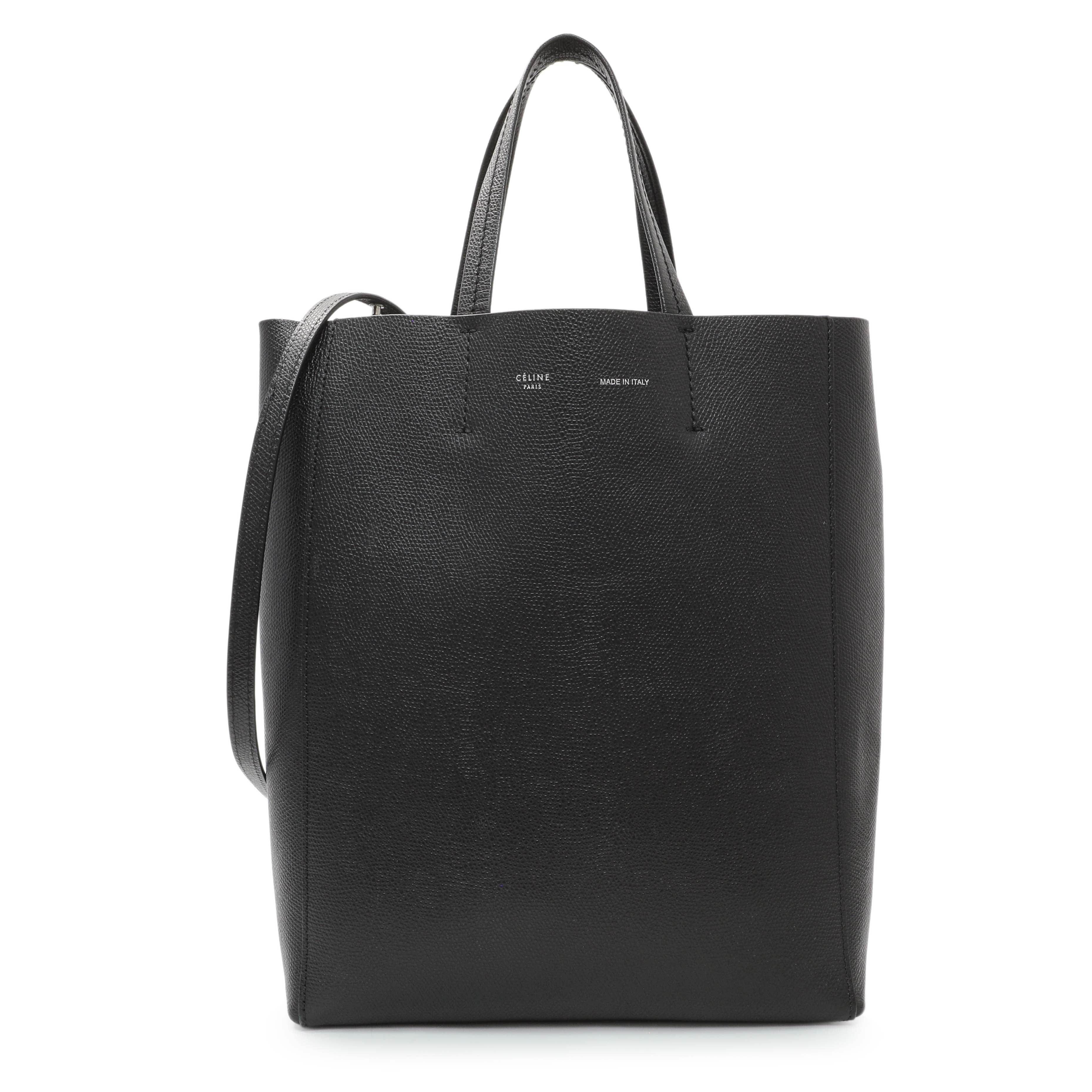 Celine Black Grained Calfskin Small Vertical Cabas