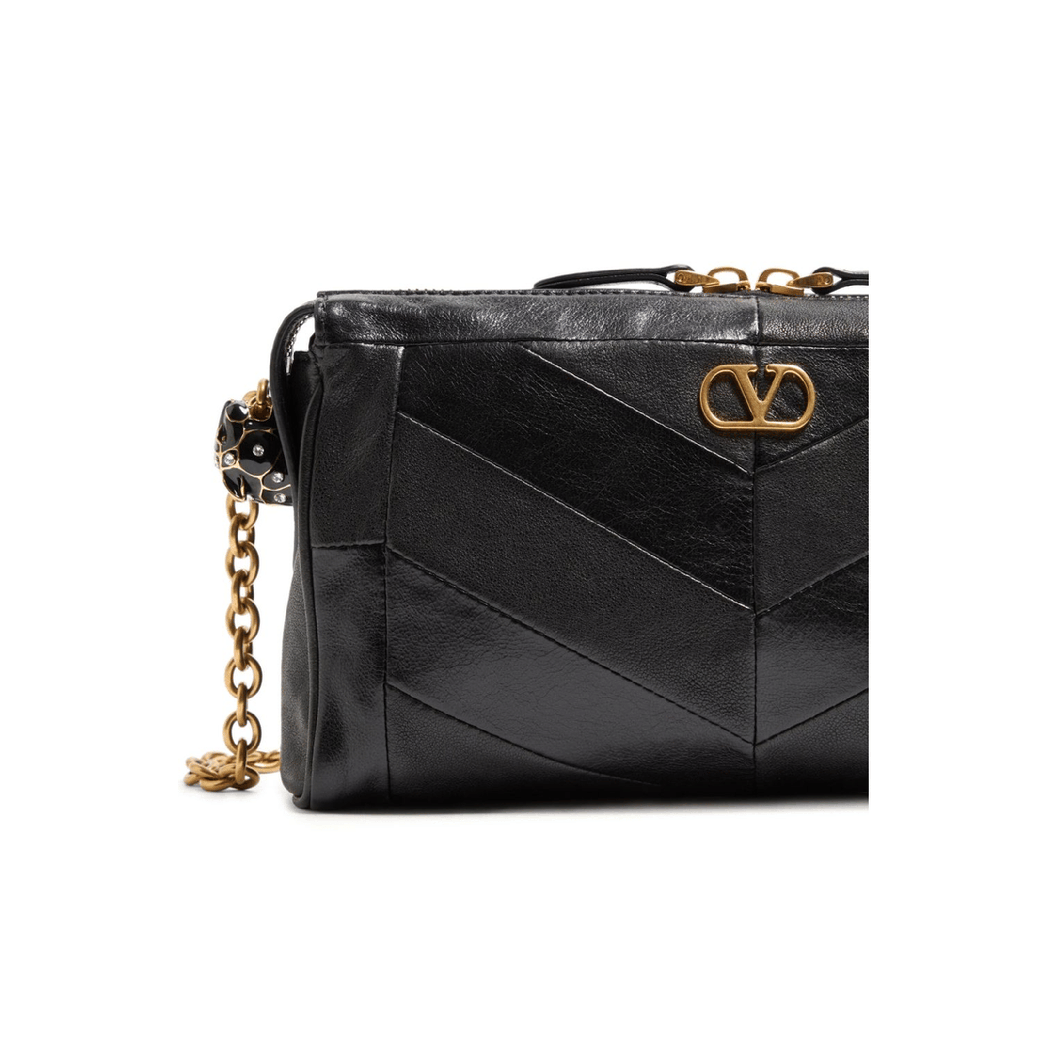 Valentino Panthea Small Nappa Leather Shoulder Bag - Black