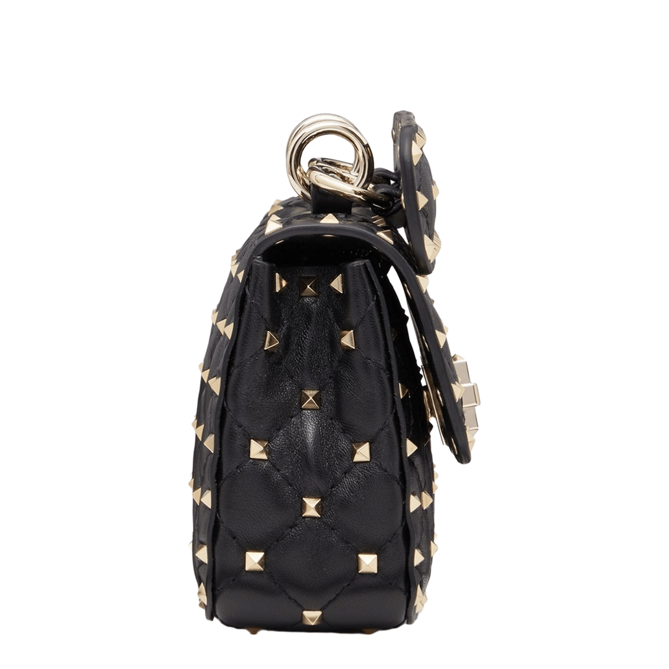 Valentino Rockstud Spike Small Quilted Nappa Shoulder Bag - Black