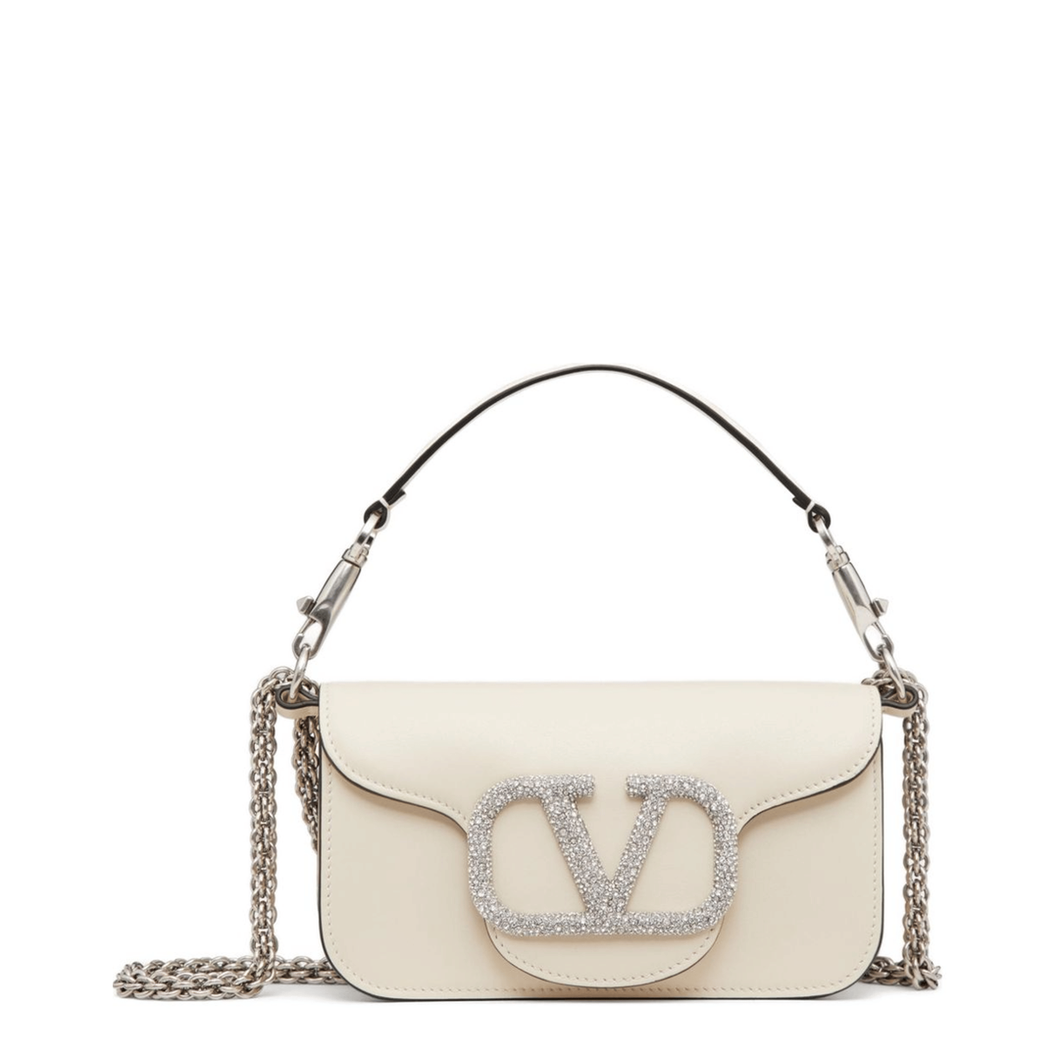 Valentino Locò Small Calfskin Shoulder Bag - Ivory
