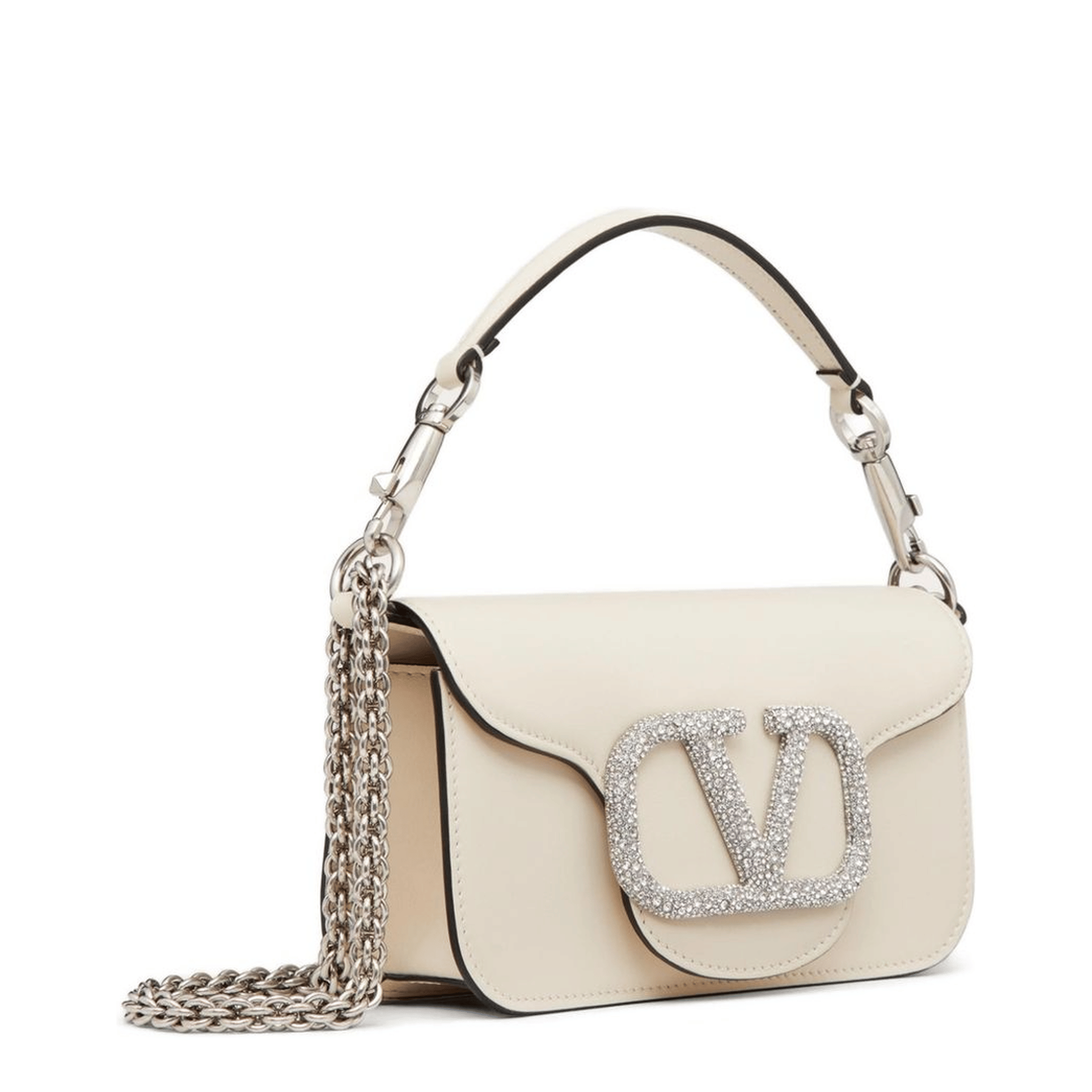 Valentino Locò Small Calfskin Shoulder Bag - Ivory