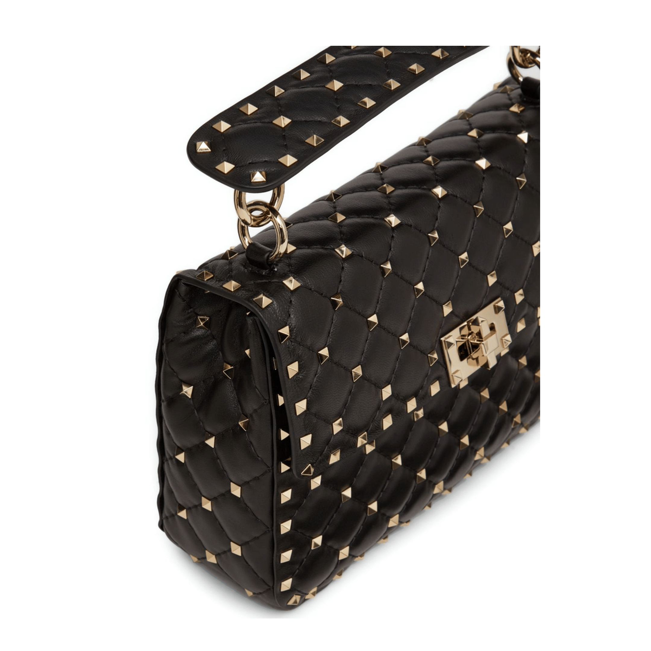 Valentino Rockstud Spike Medium Quilted Nappa Shoulder Bag - Black