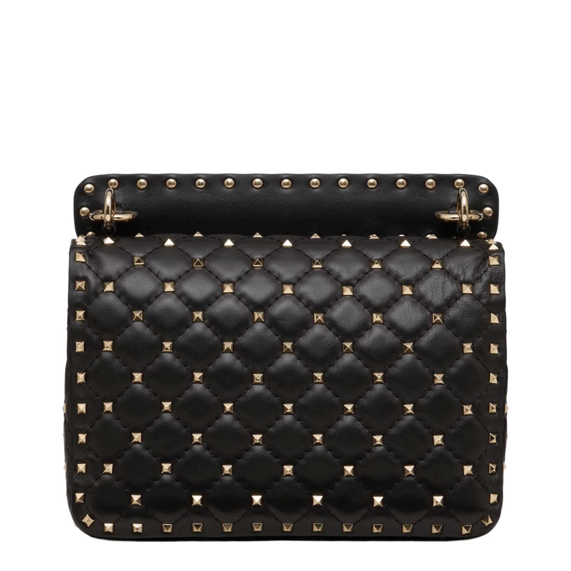 Valentino Rockstud Spike Medium Quilted Nappa Shoulder Bag - Black