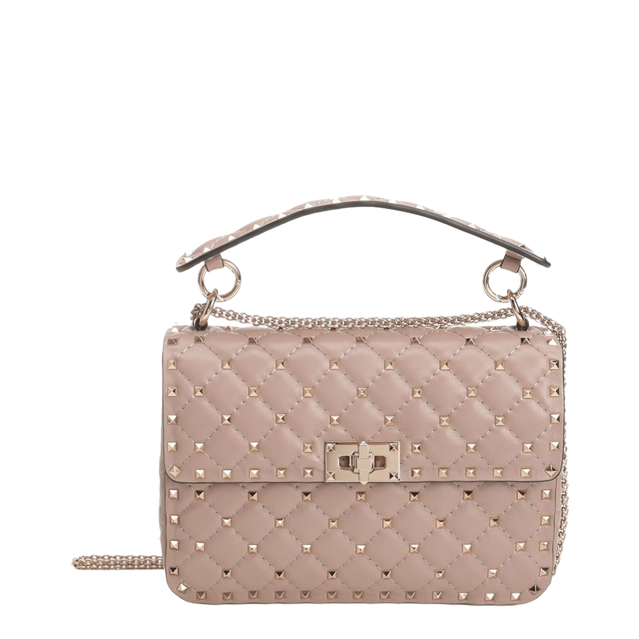 Valentino Rockstud Spike Medium Nappa Shoulder Bag - Powder Pink