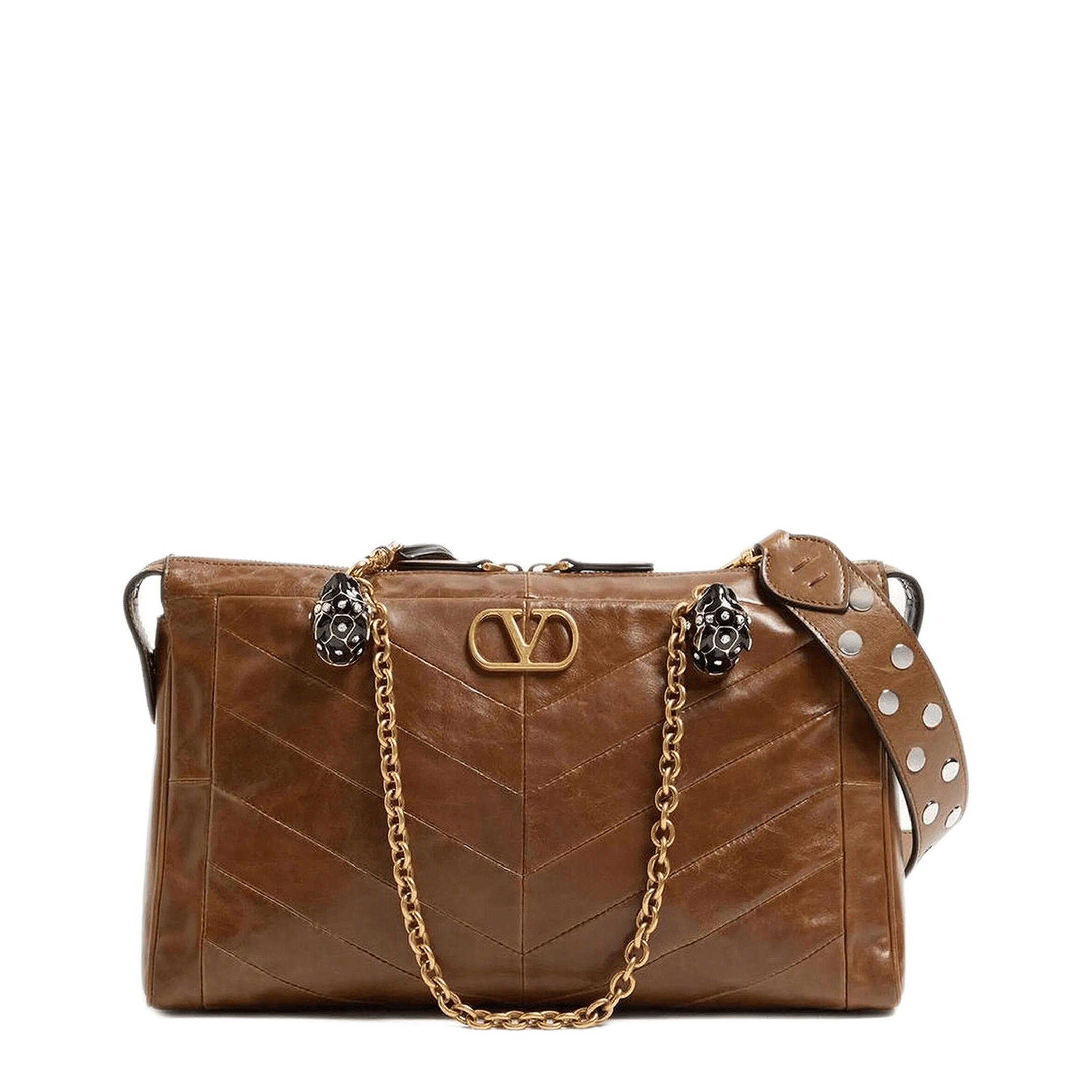 Valentino Panthea Nappa Leather Shoulder Bags - Brown