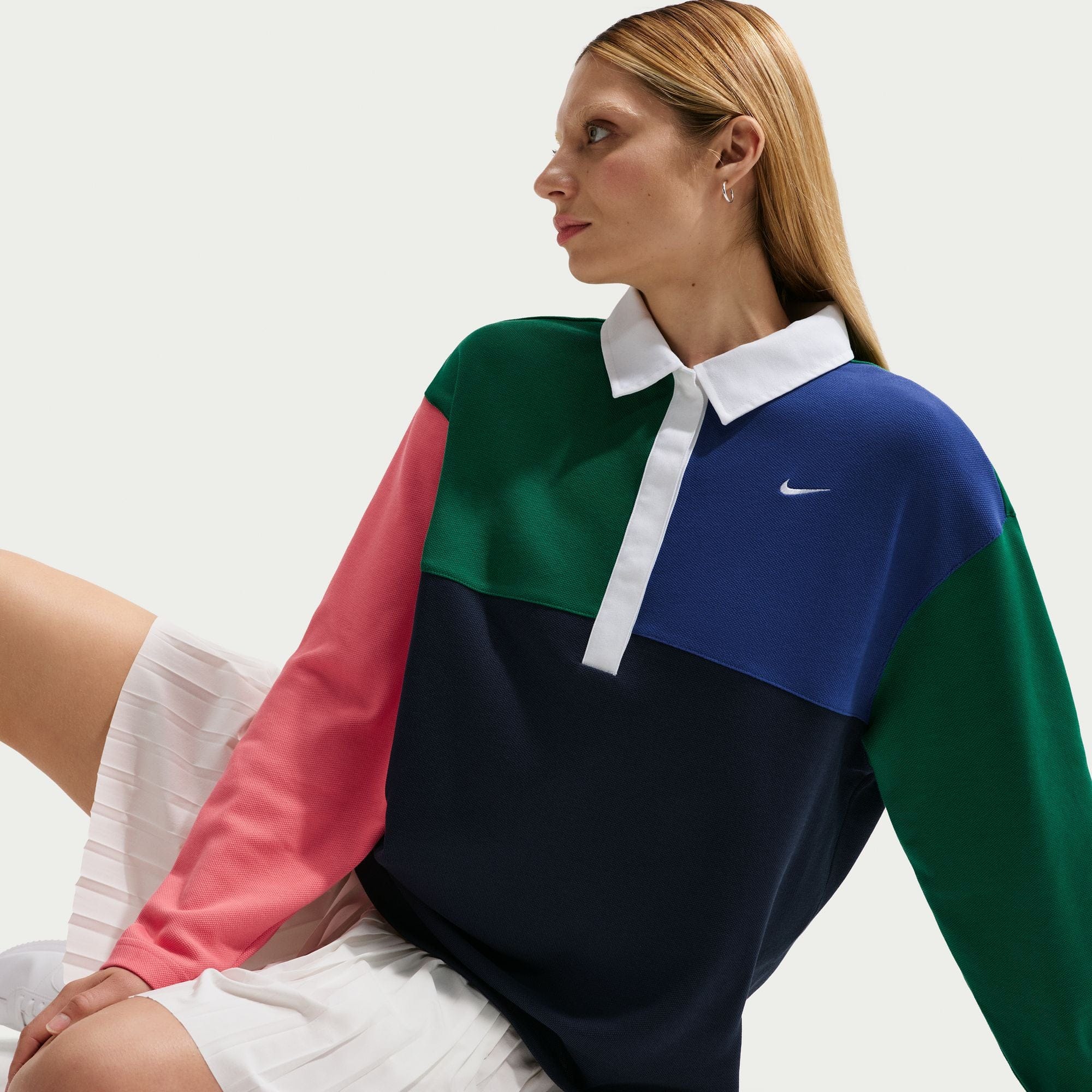 Nike Womens Nike Sportswear Oversized Long - Sleeve Polo Shirt Midnight Navy