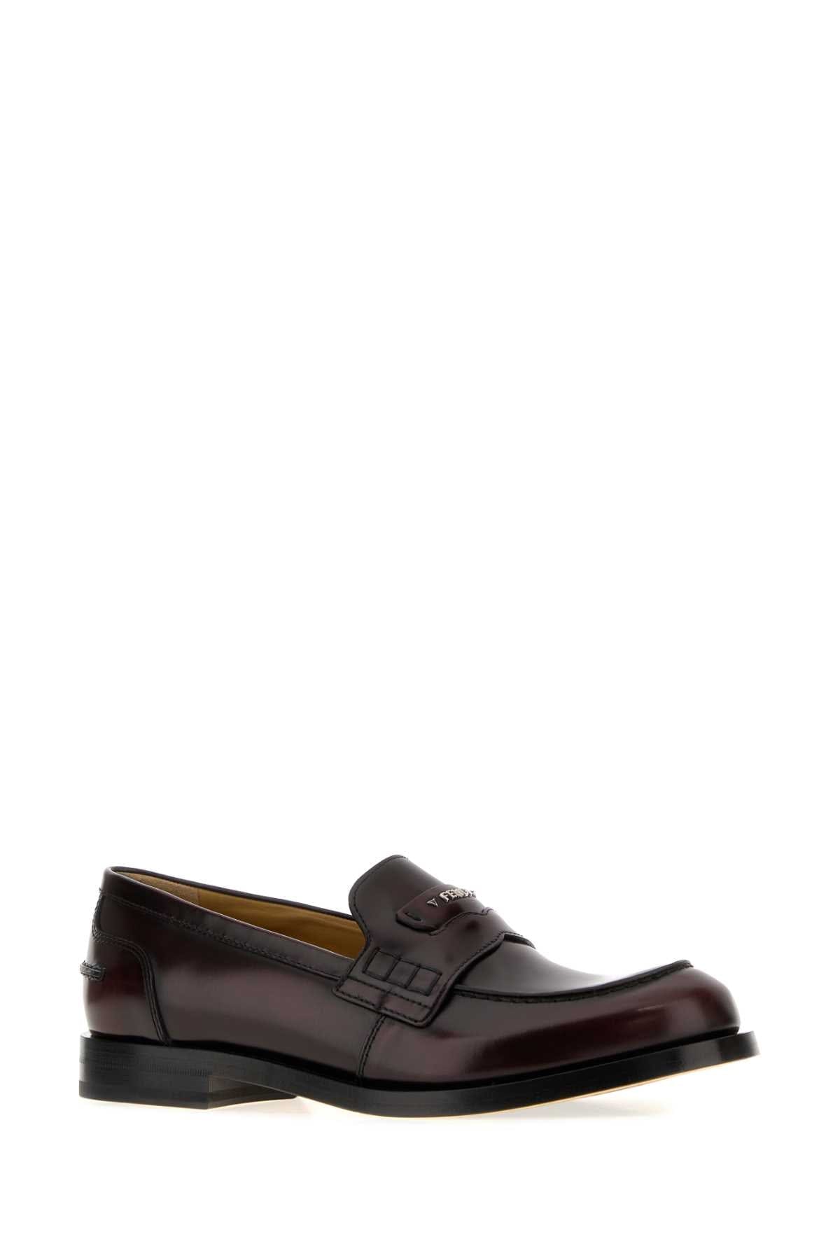 Fendi Leather Monk Strap Loafer — Burgundy