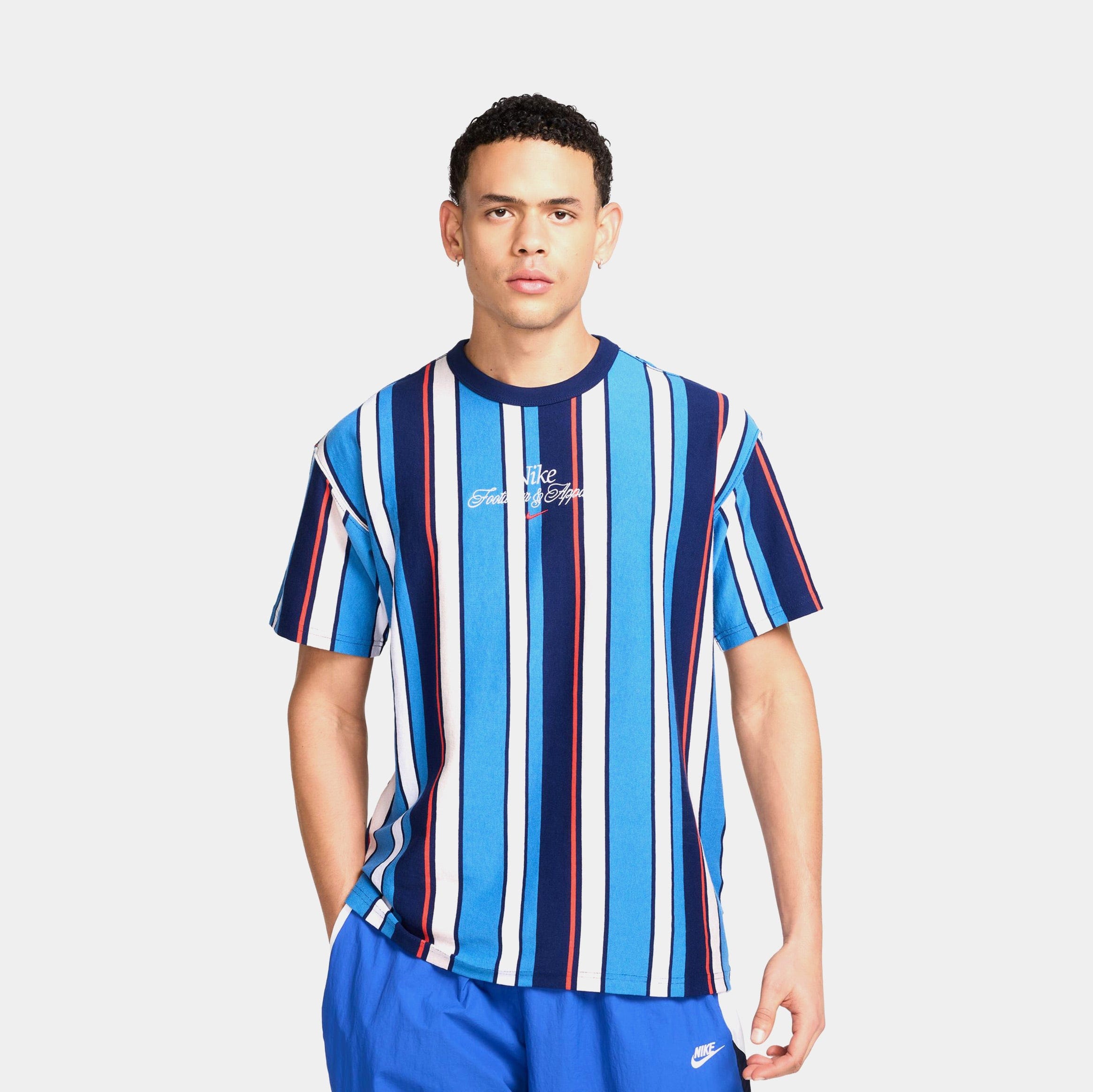 Nike NSW Max 90 Stripe Mens Short Sleeve Shirt (Blue/Black)