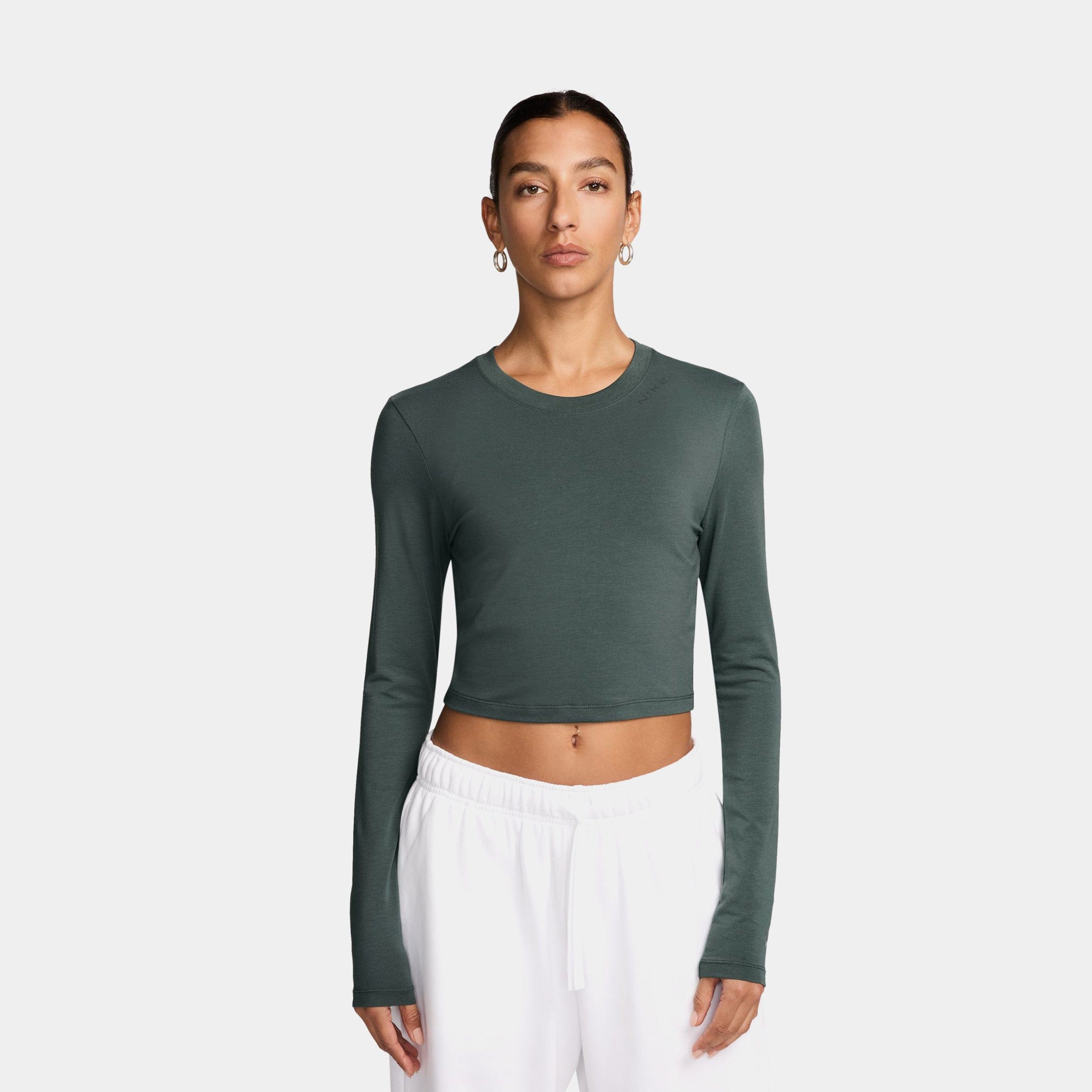 Nike NSW Chill Knit Cropped Womens Long Sleeve Shirt (Green)