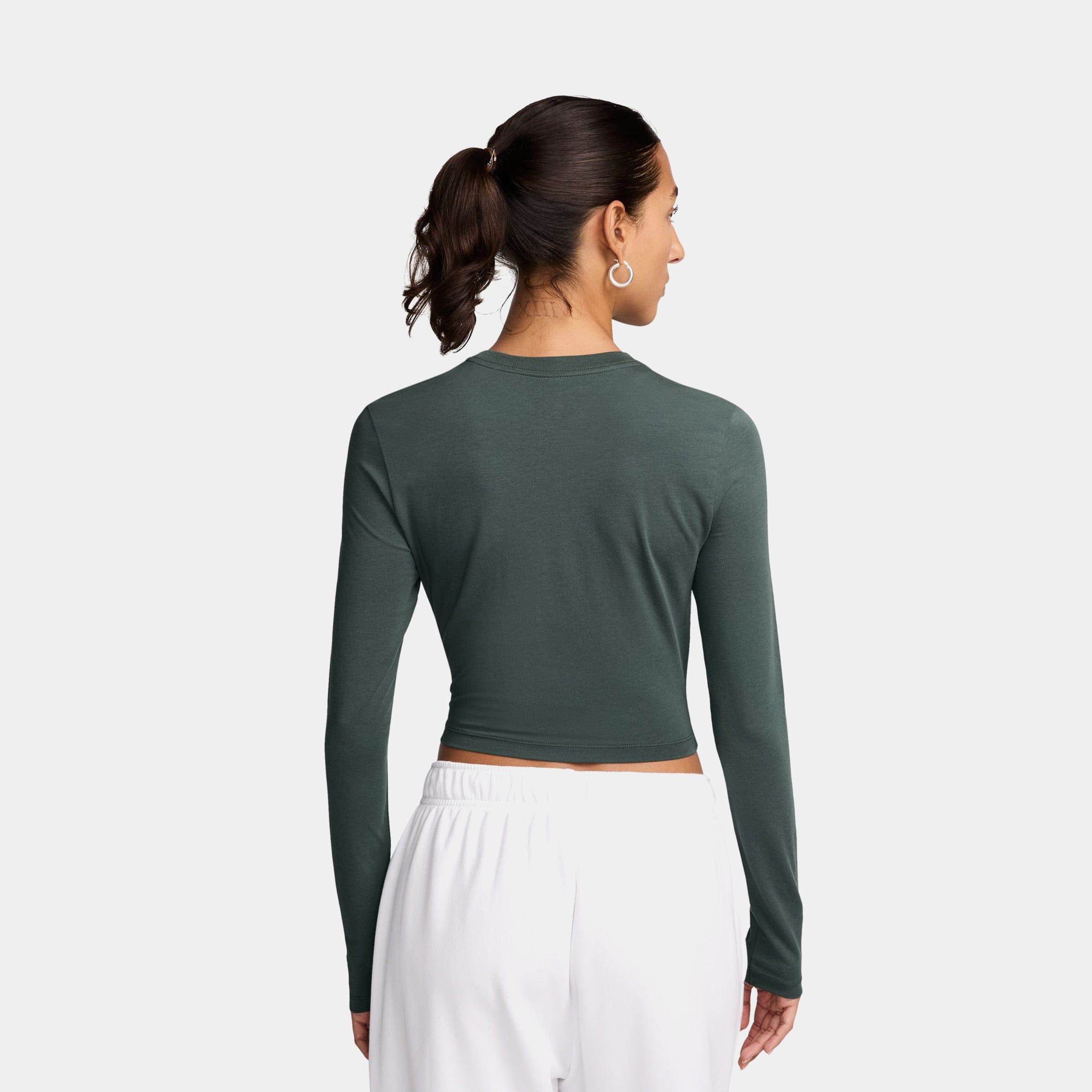 Nike NSW Chill Knit Cropped Womens Long Sleeve Shirt (Green)