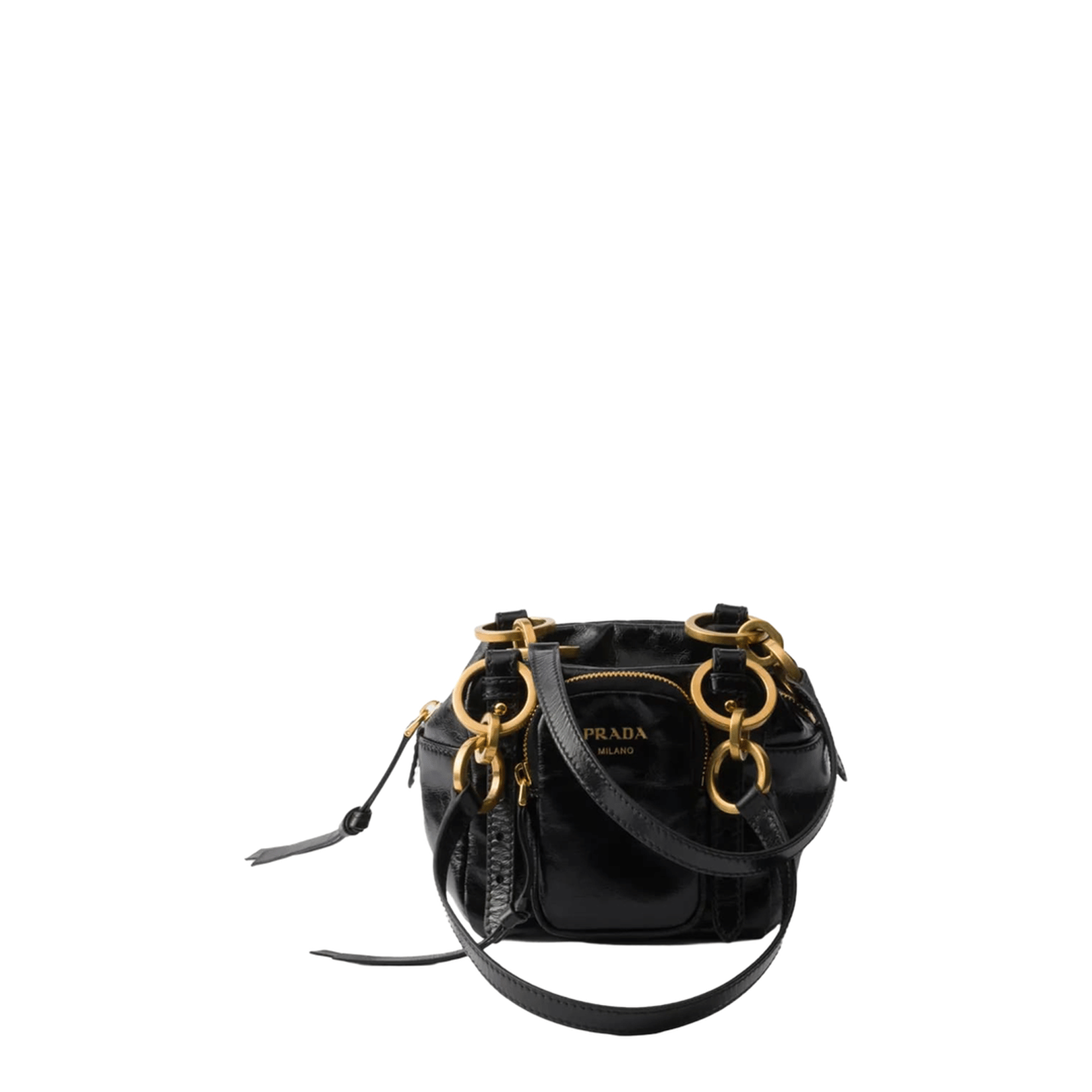 Prada BAULETTO Mini Calfskin Top - handle Bag - Black