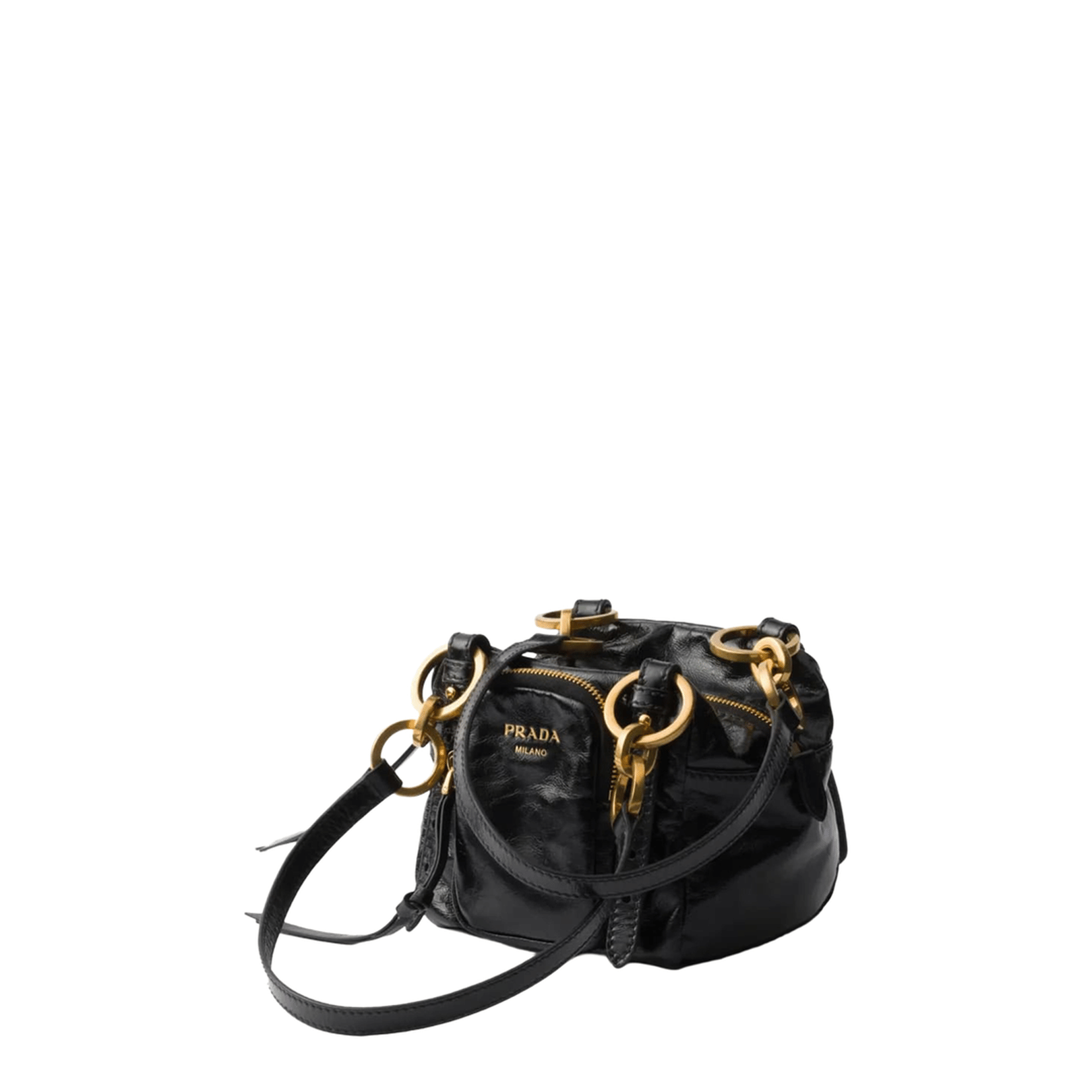 Prada BAULETTO Mini Calfskin Top - handle Bag - Black