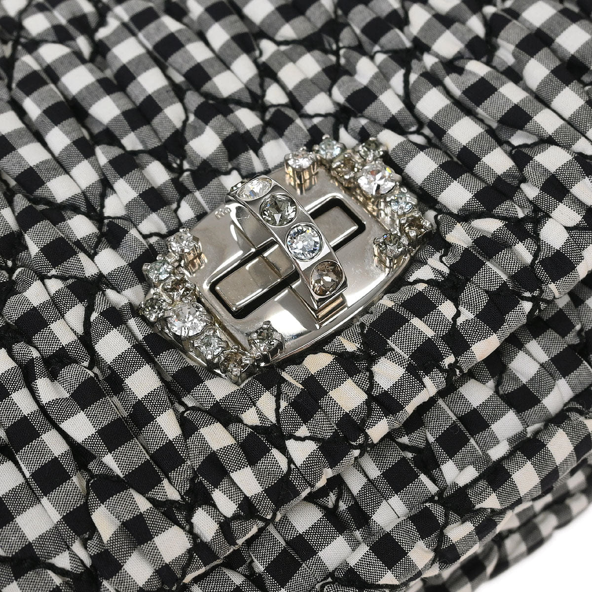 Miu Miu Black White Matelasse Bijou Chain Shoulder Bag
