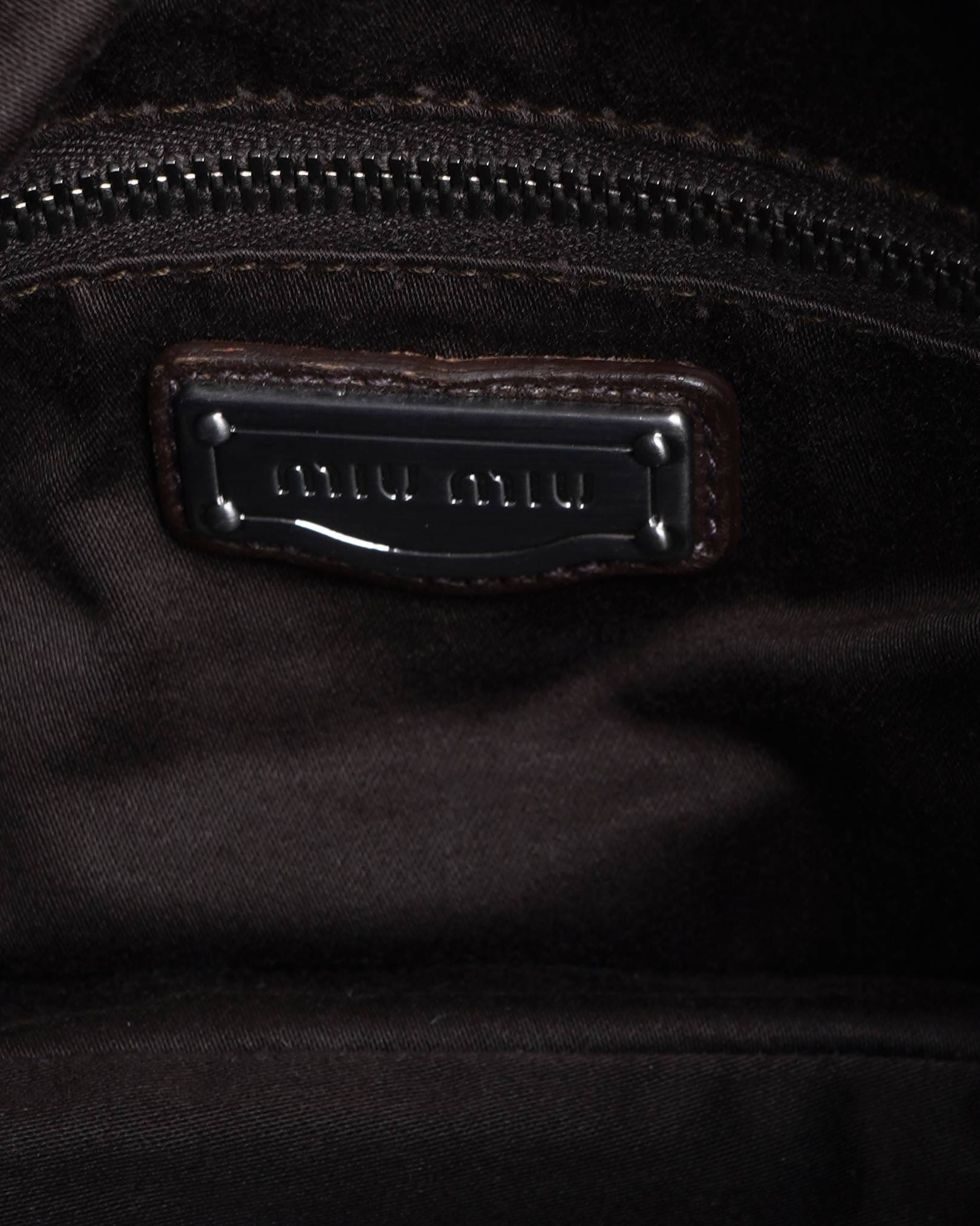 Miu miu shopper perforated brown shoulder bag