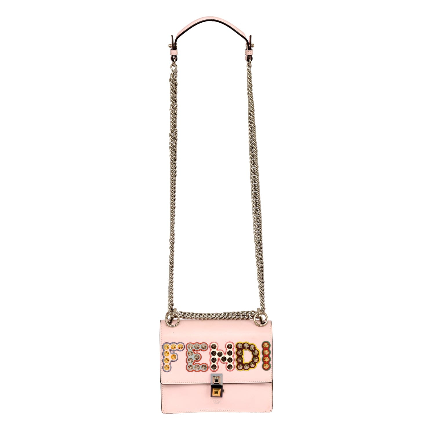 FENDI KAN STUDDED LOGO SHOULDER BAG