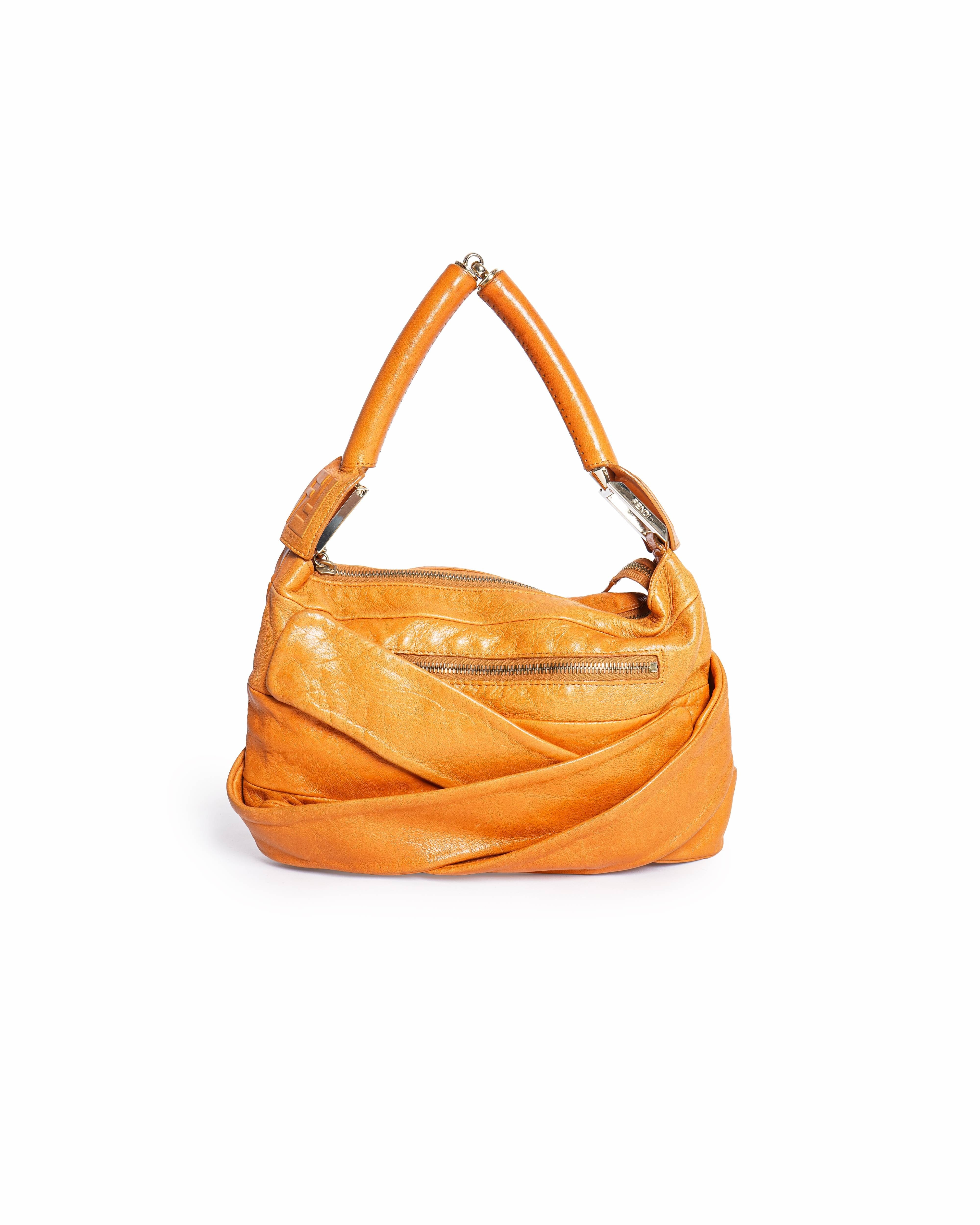 Fendi Crossword Wrap Leather Shoulder Bag