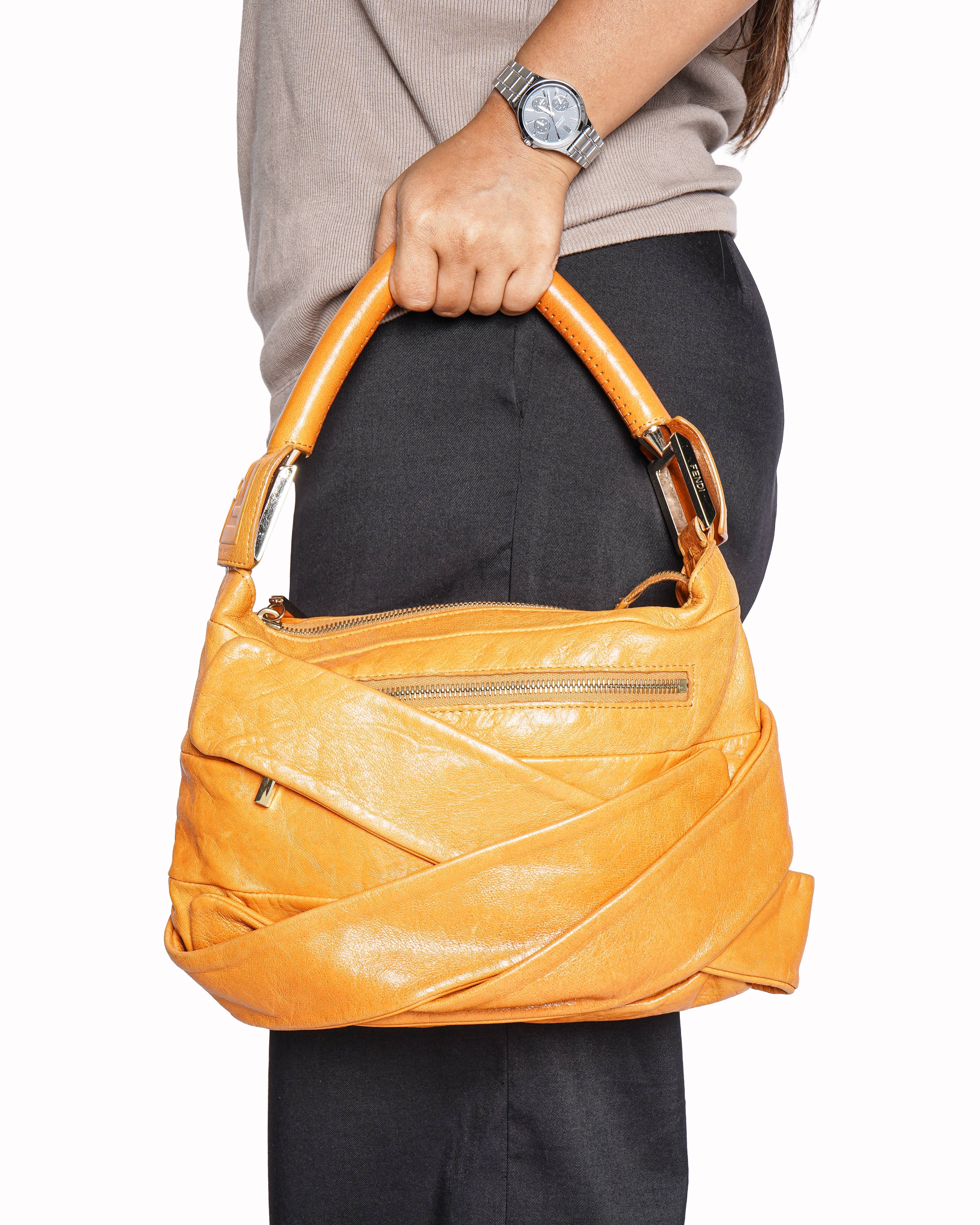Fendi Crossword Wrap Leather Shoulder Bag