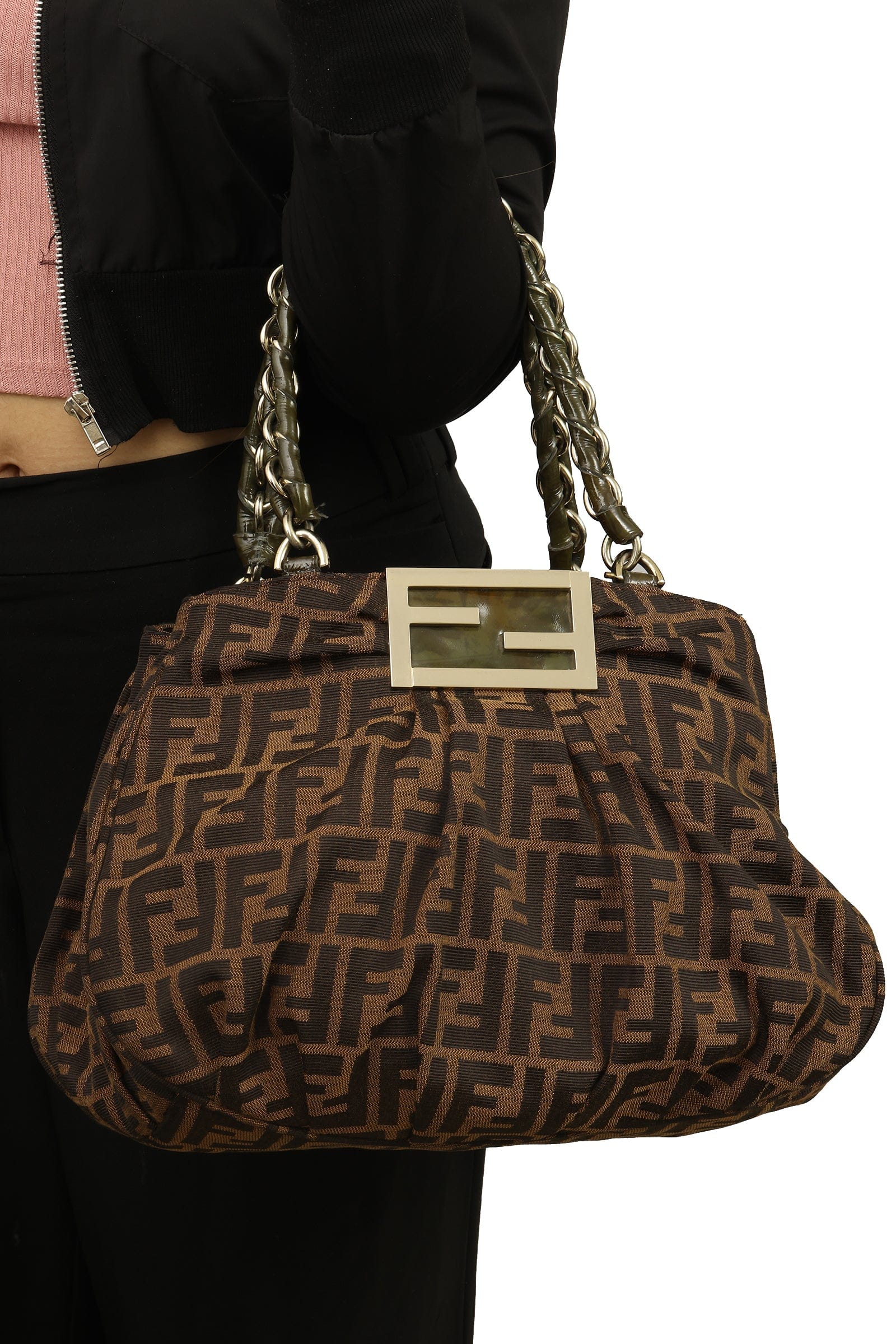 FENDI MIA ZUCCA MEDIUM CANVAS SHOULDER BAG