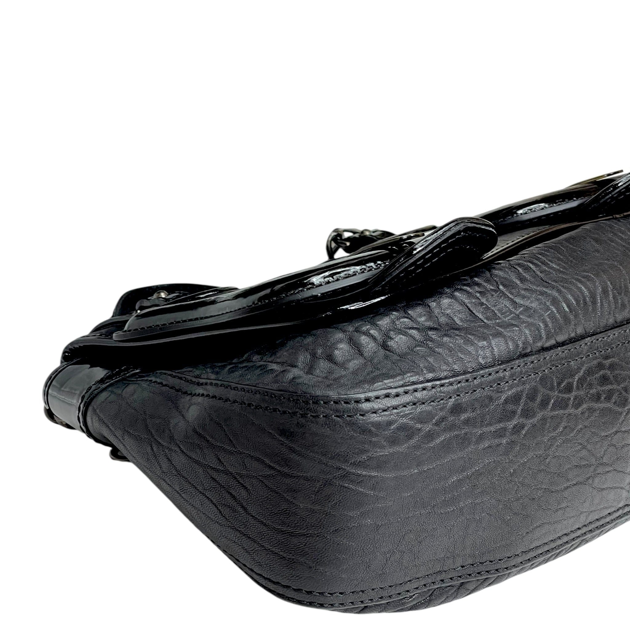 Fendi B Shoulder Bag Black Leather
