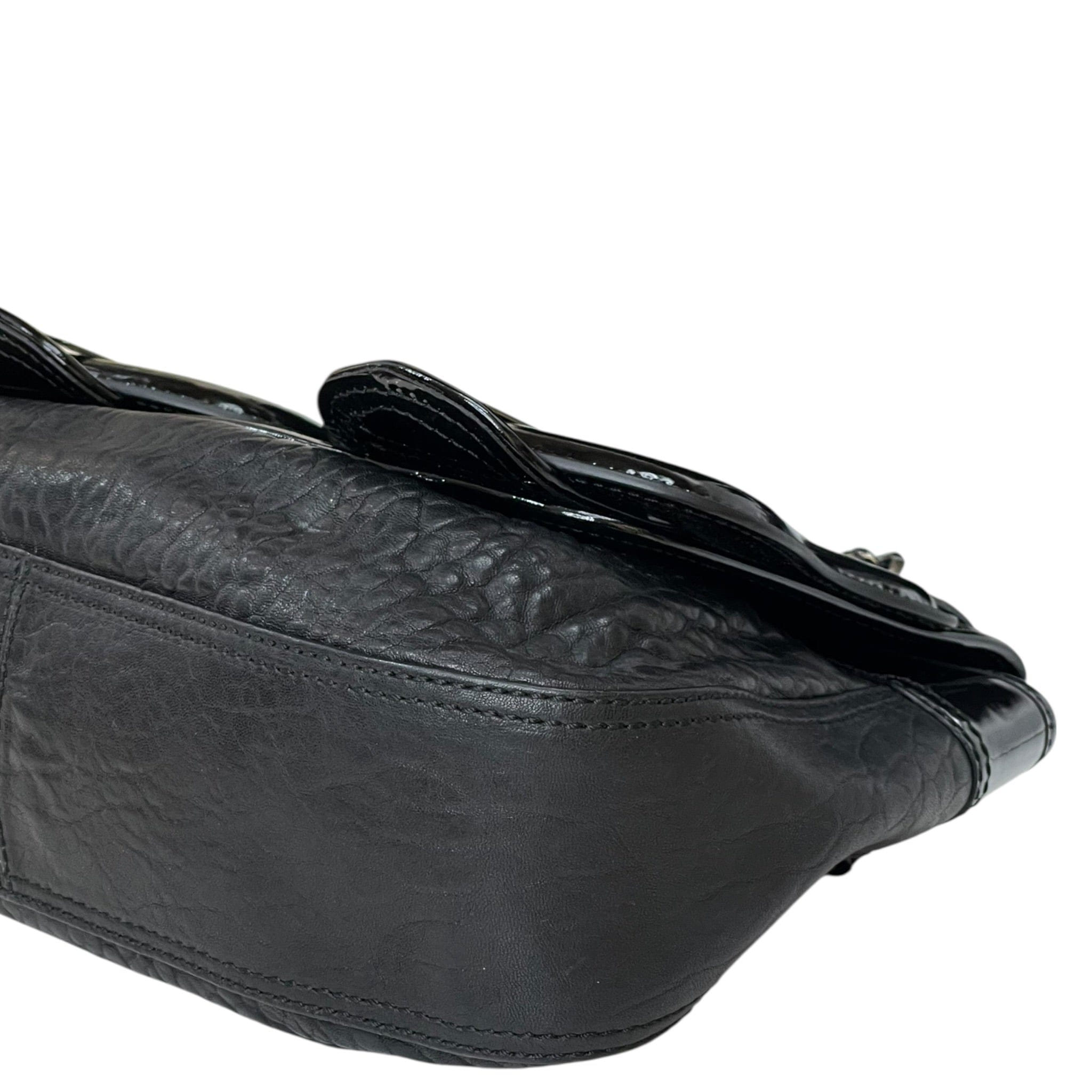 Fendi B Shoulder Bag Black Leather